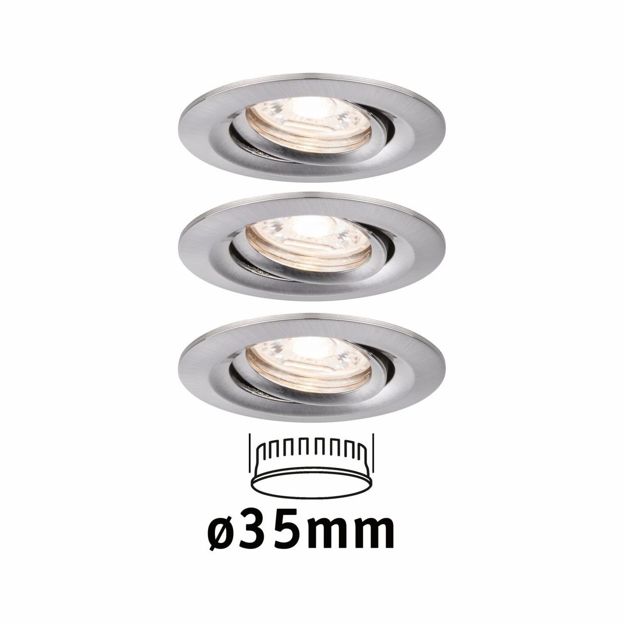 Paulmann LED Einbaustrahler Paulmann Einbauleuchte Nova mini Coin Eisen, Inkl. Leuchtmittel, Nicht dimmbar ohne Bewegungsmelder