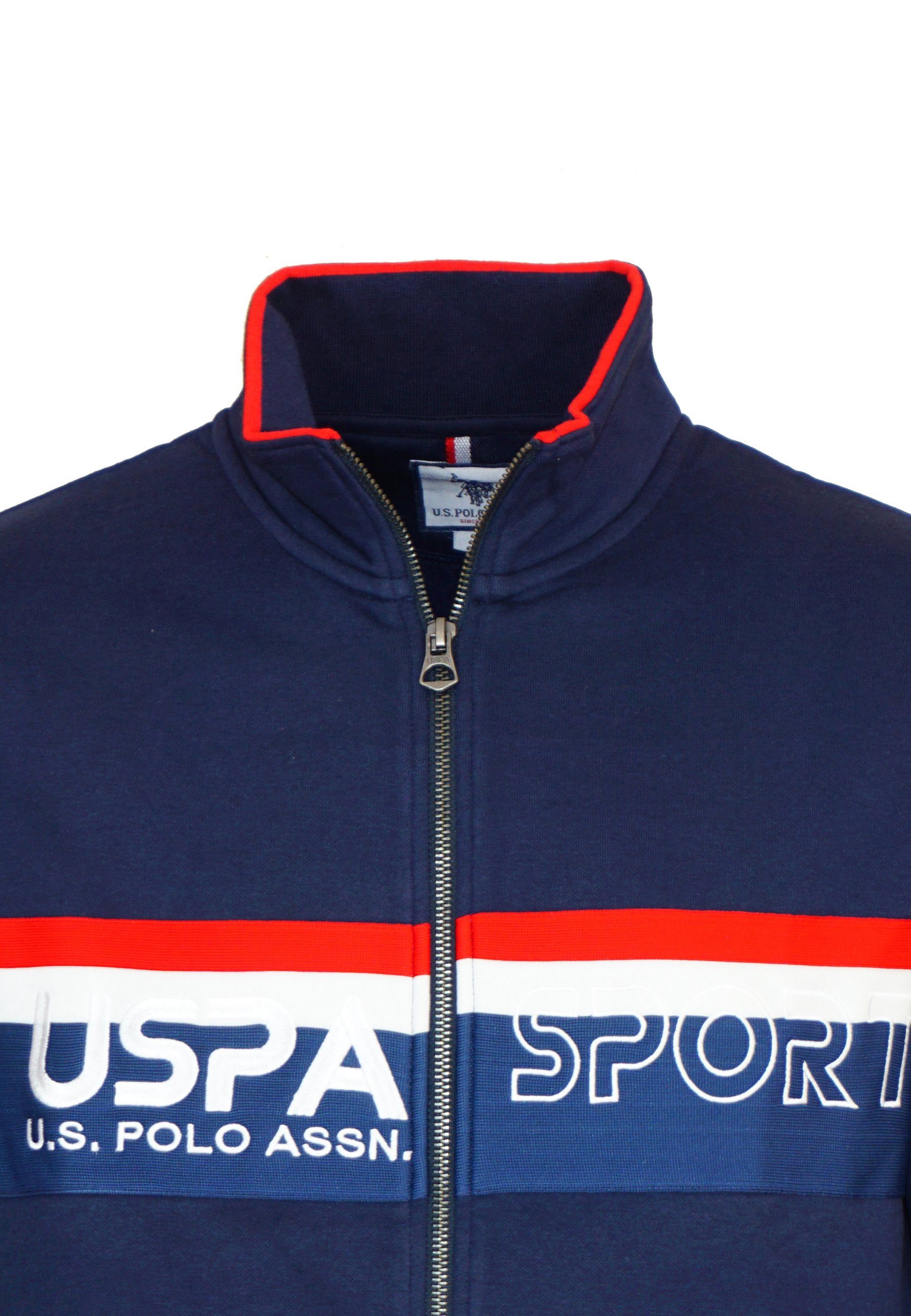 Sport Polo Jacke (1-tlg) Sweatjacke Sweatjacke Assn USPA dunkelblau U.S.