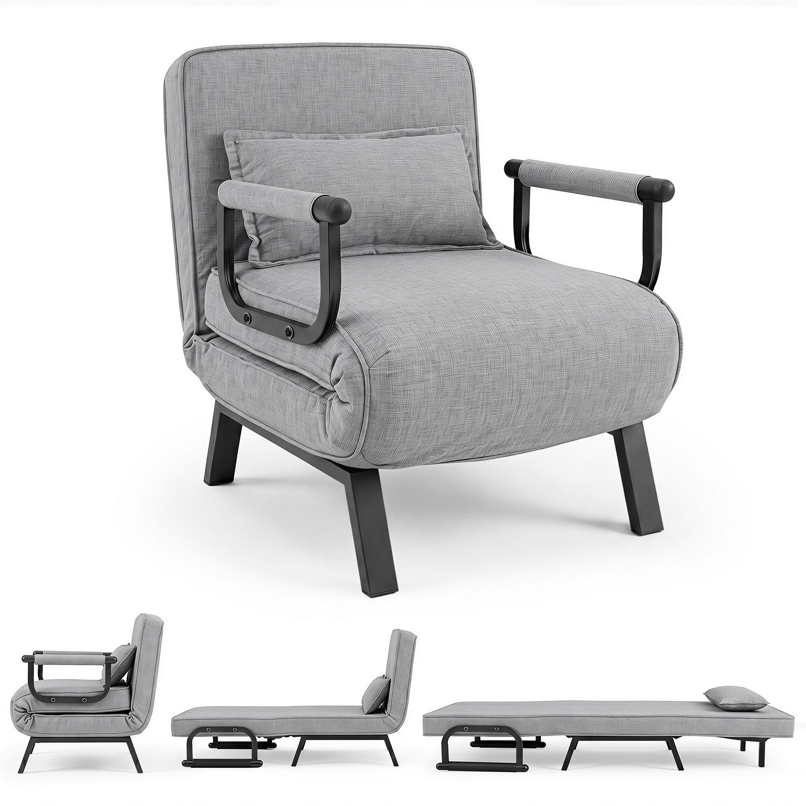 COSTWAY Schlafsofa, 3-in-1 Schlafsessel mit Bettfunktion klappbar Relaxsessel