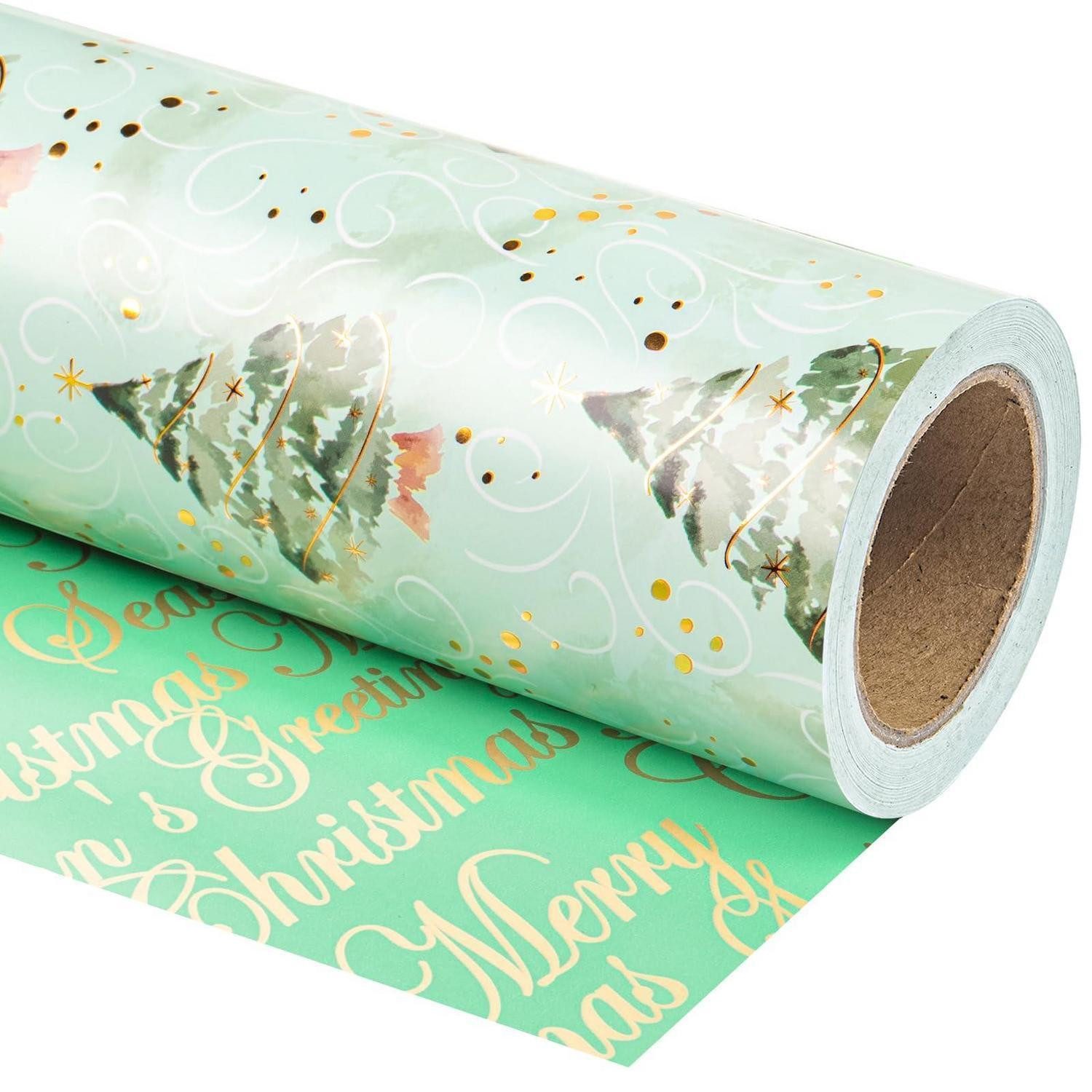 LuxusKollektion Geschenkpapier Geschenkpapier Weihnachten Mini-Rolle 43,2cm x 10m grün