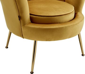 Leonique Loungesessel Kelsey, mit weichen Samtvelours Bezug, edlem Metallgestell, Sitzhöhe 43,5 cm
