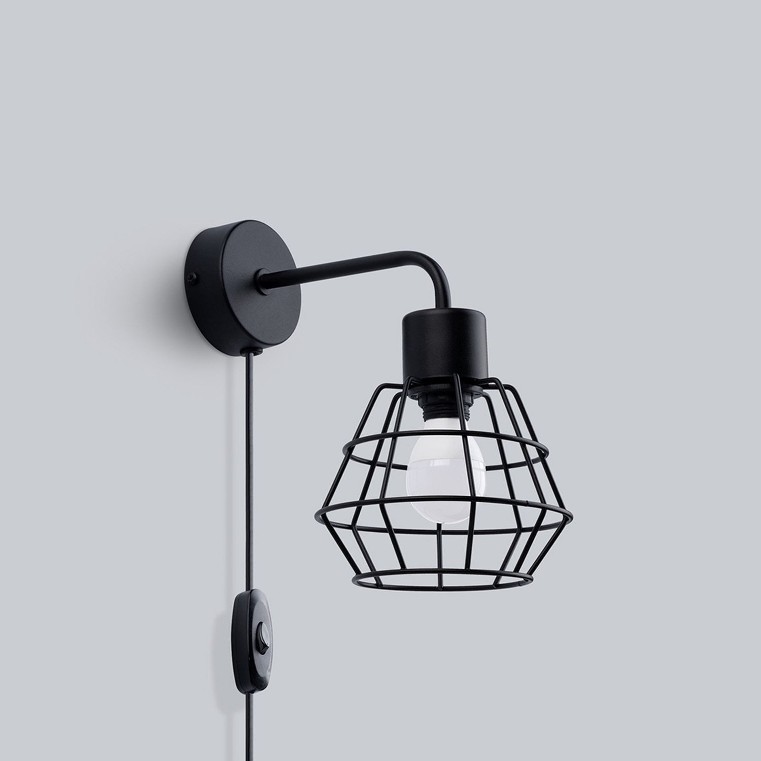 Licht-Erlebnisse Wandleuchte FABIO, ohne Leuchtmittel, E14 23 cm hoch Industrial Design Frame Schirm