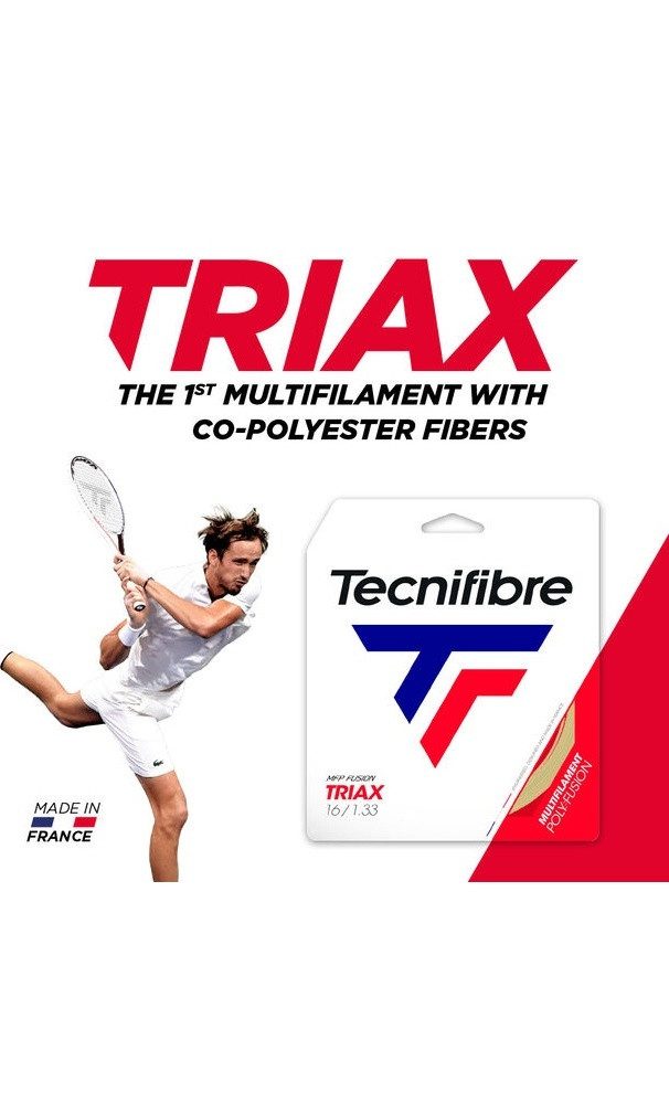 Tecnifibre Tennissaite Triax (Spielgefühl+Armschonung) natur 12m Set, Saitendicke: 1.38