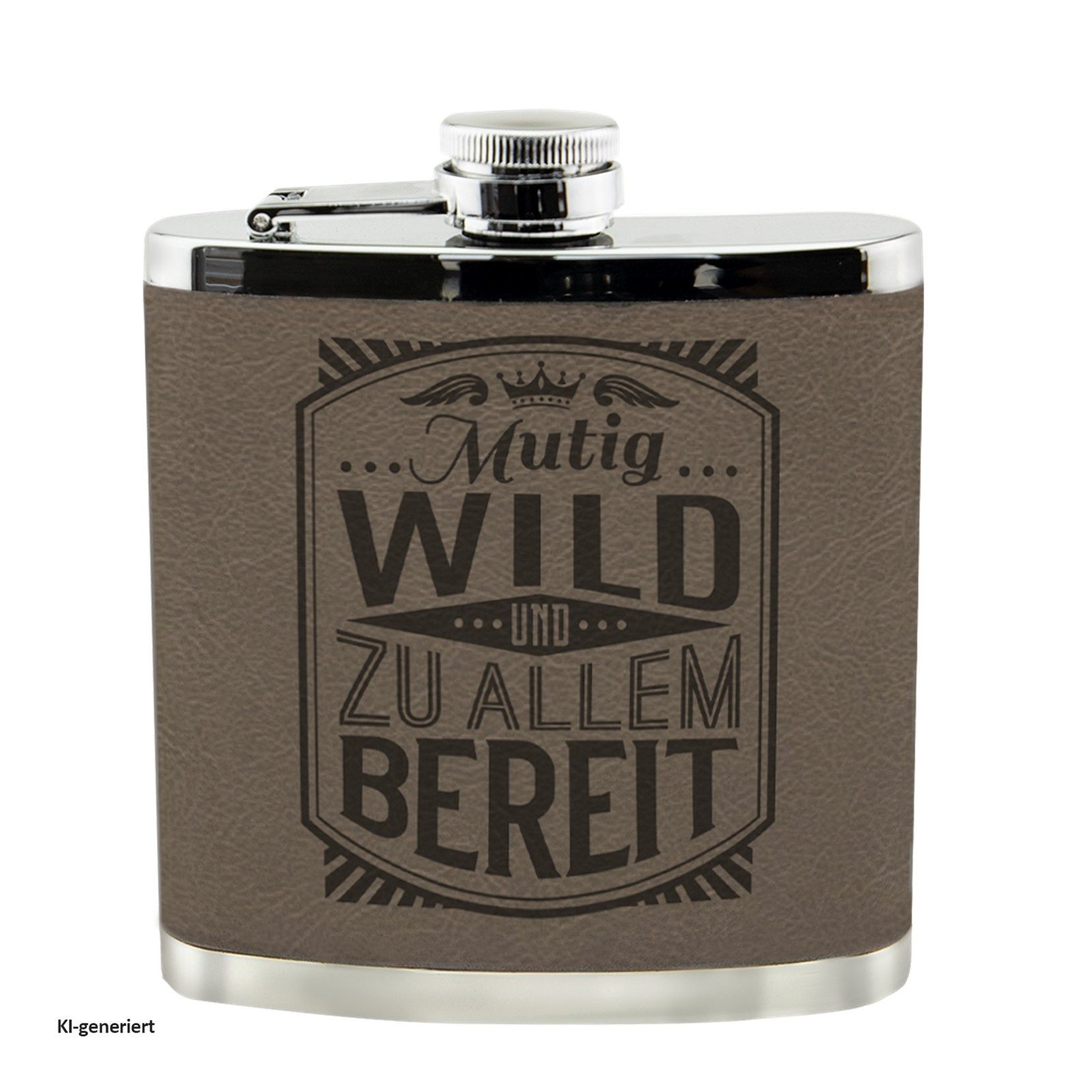 HTI-Living Flachmann Echter Kerl Flachmann mutig, Männer Trinkflasche mit Kunstleder