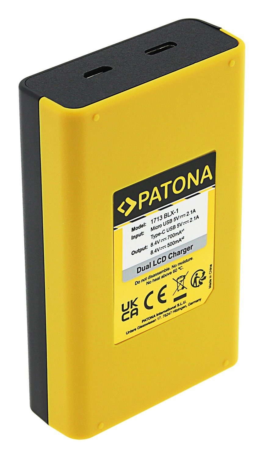 Patona 2250 Set Ladegerät die mAh, OM-1 Olympus mit USB-C Kamera-Akku BLX-1 2in1 für Dual Anschluss Zubehör