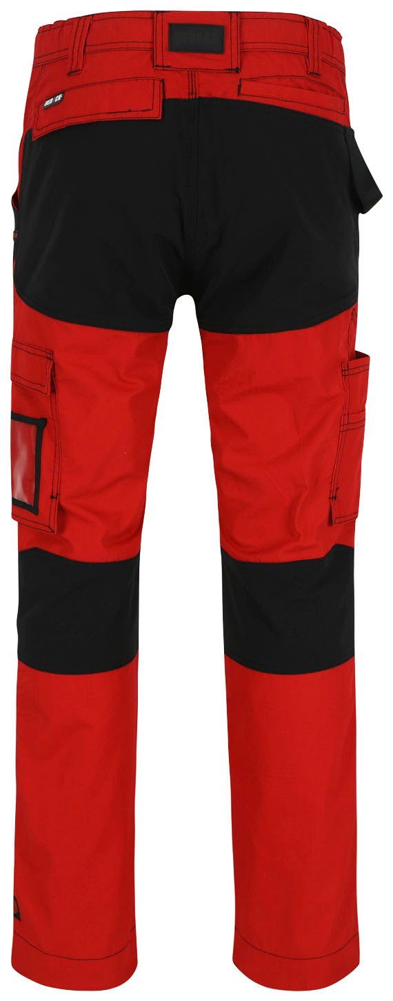 Knietaschen verdeckter Hoses rot/schwarz Herock Knopf, Multi-Pocket, Arbeitshose verstärkte 4-Wege-Stretch, Hector