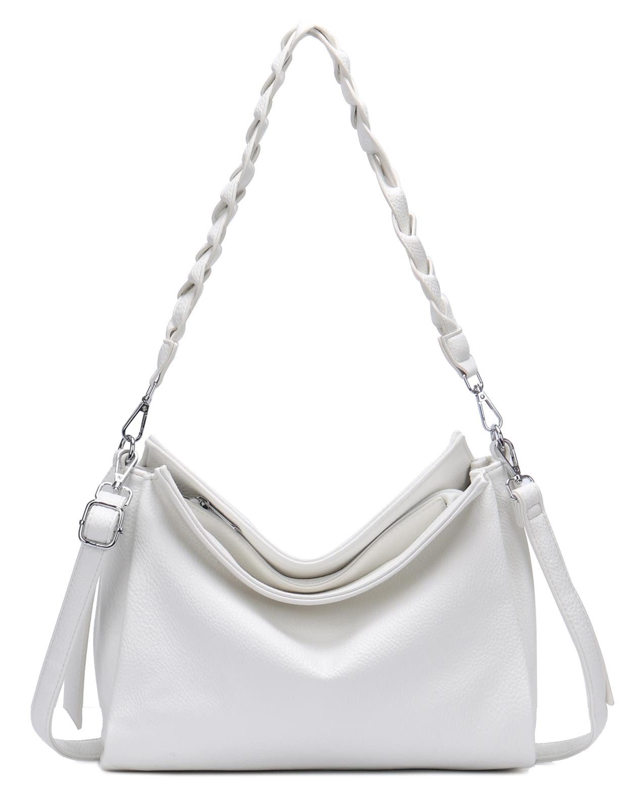 Schultertasche Damen Tasche Shopper FLECHTOPTIK Hobo Bag Umhängetasche Crossover