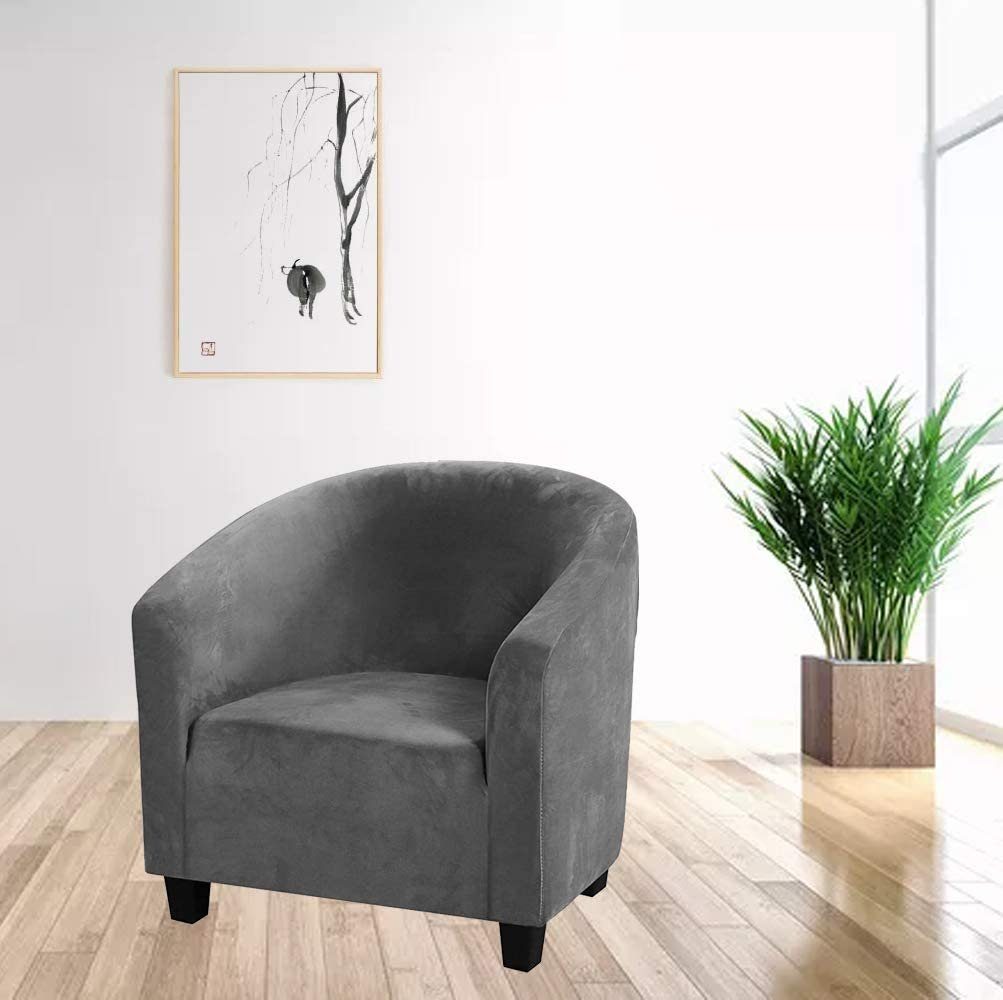 Sessel Wannen, EBUY, Stuhlbezüge Dehnung Sofabezug, für Hohe Stuhlhusse grau Polyester+Elasthan