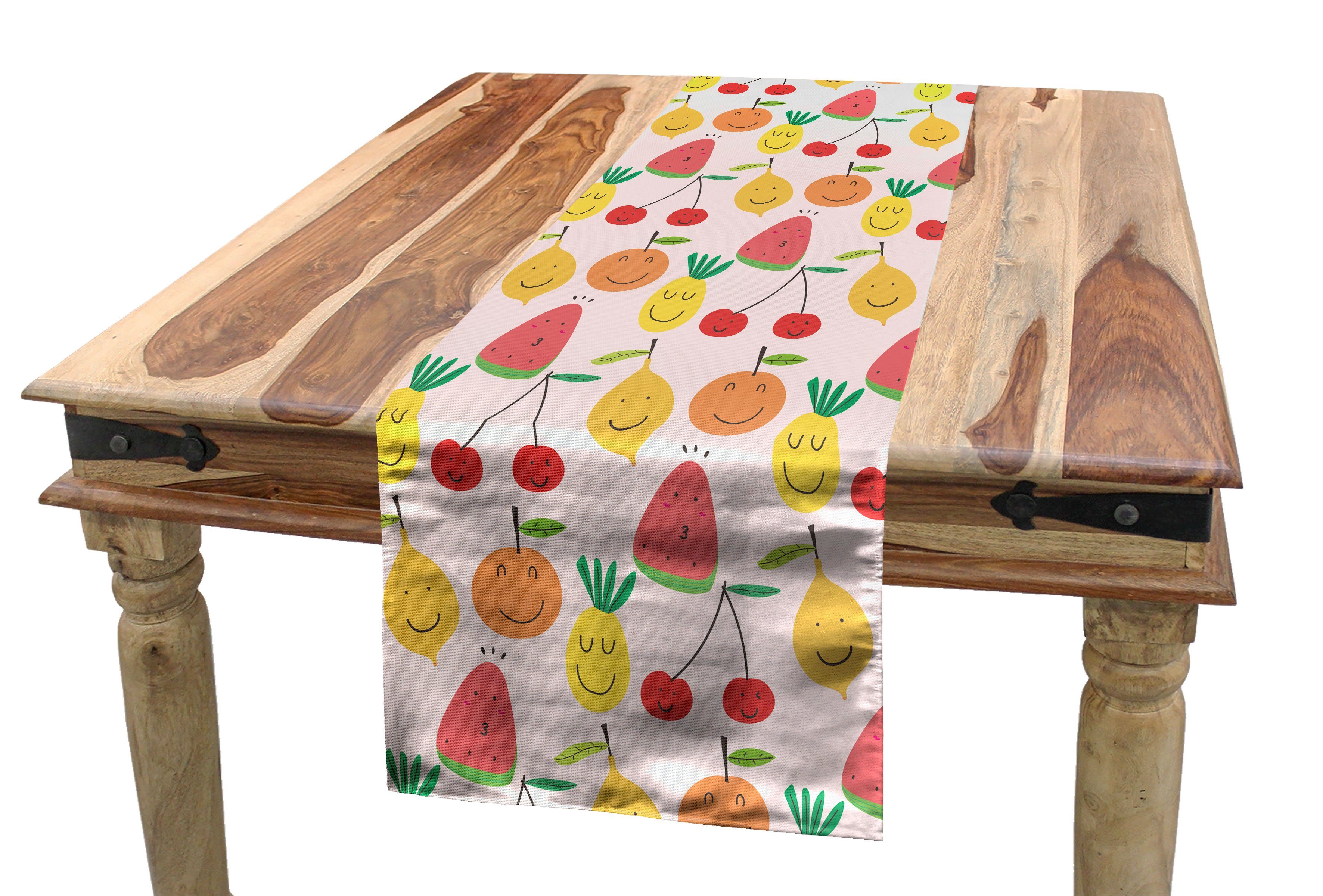 Küche Abakuhaus Früchte Tischläufer, Rechteckiger Kirschorange Dekorativer Lächeln Melone Tischläufer Esszimmer