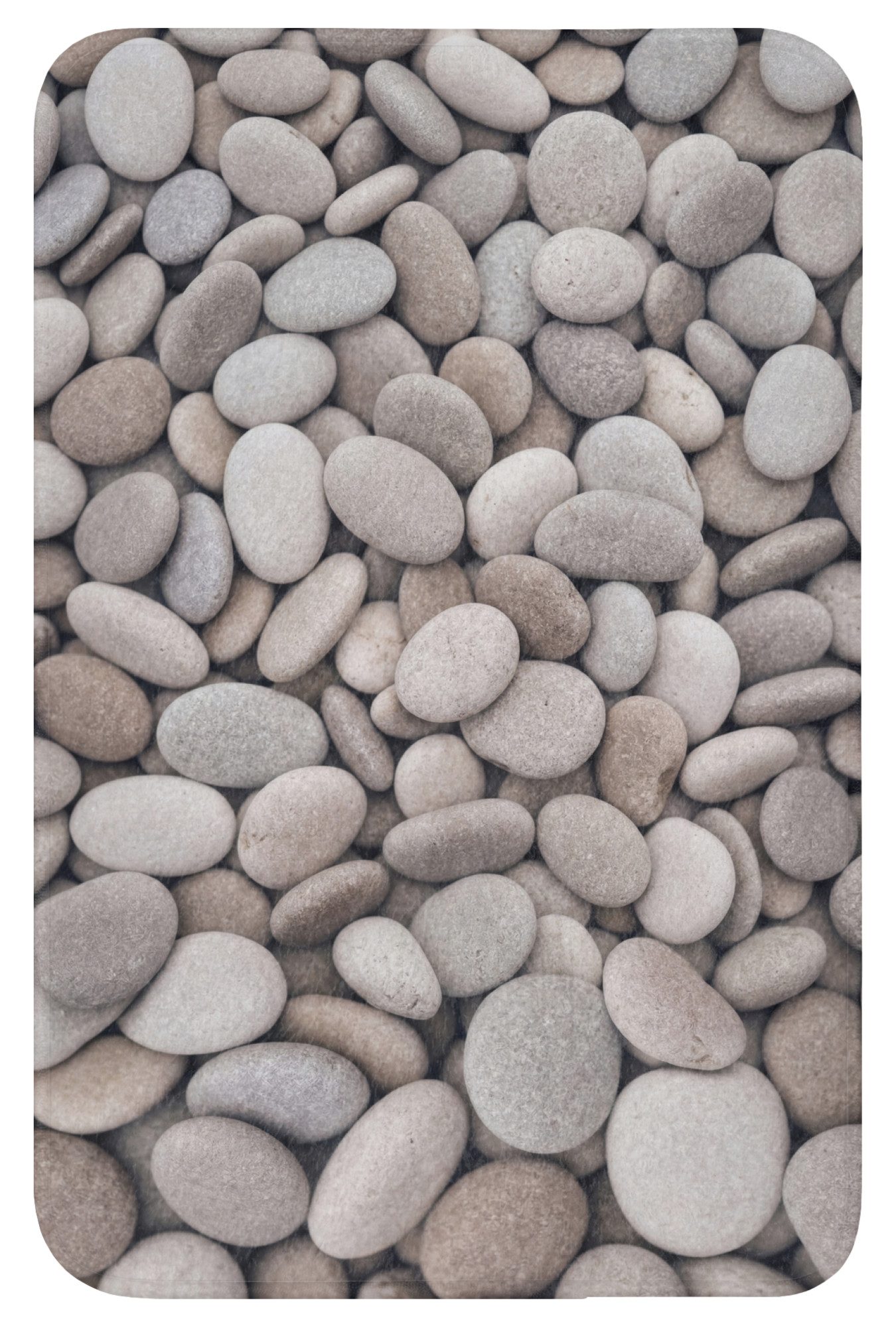 OnlyWow WC-Vorleger Kieselsteine - Steine - Grau, Höhe 10 mm, Polyester, Rechteckig, WC Teppich, Toilettenvorleger, Toilettenteppich, Badematte 40x60 cm