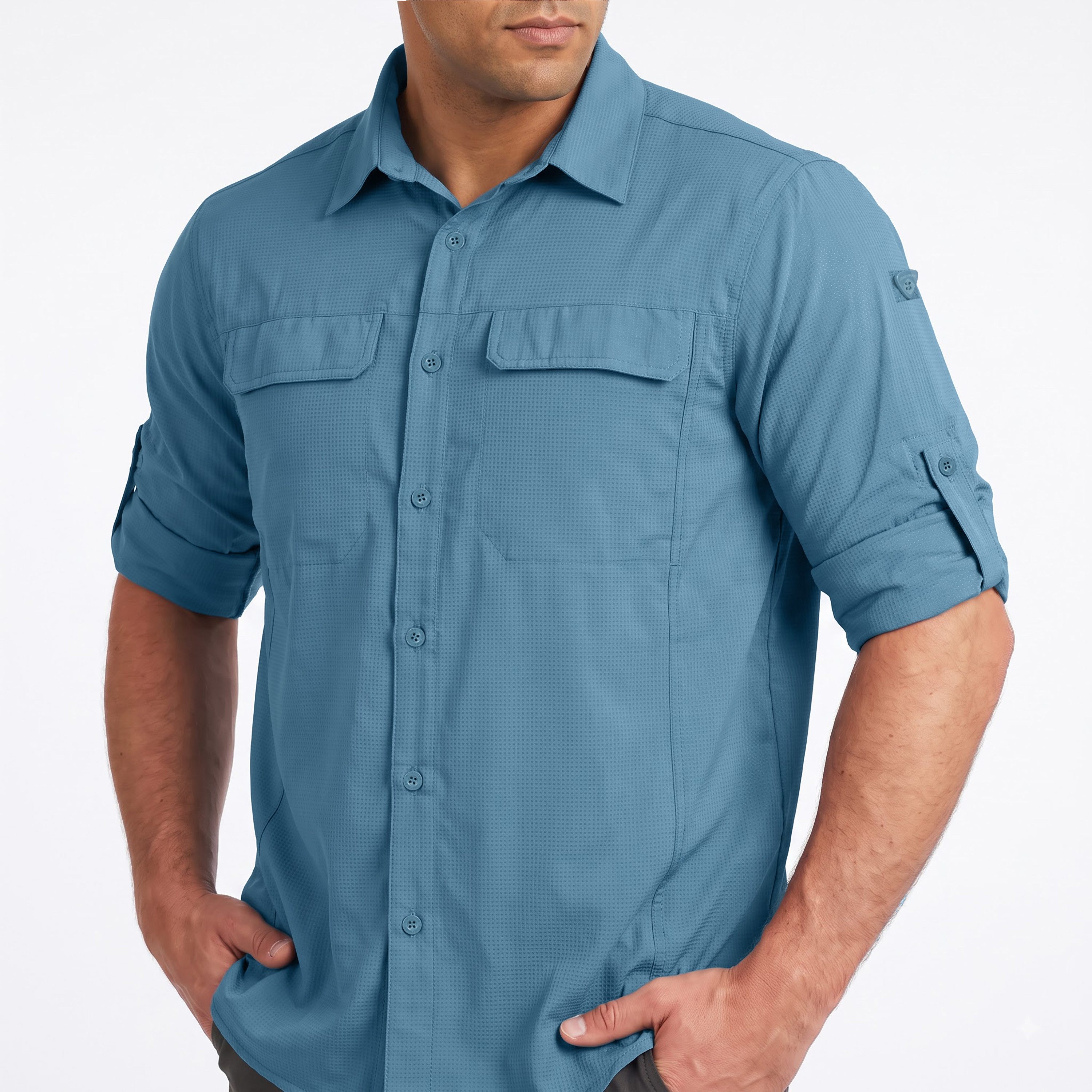 Höhenhorn Funktionshemd Matreier Herren Hemd Langarm Funktionshemd Atmungsaktiv für Männer Button-Down-Hemd, Outdoor, Angelhemd