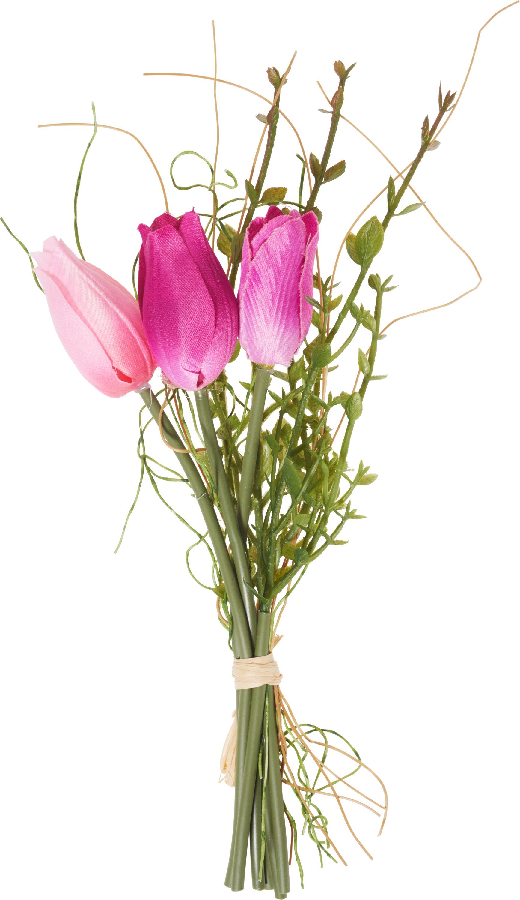 Kunstblume Tulpen Bund Bonnie, DPI, 21 cm Rosa/Pink