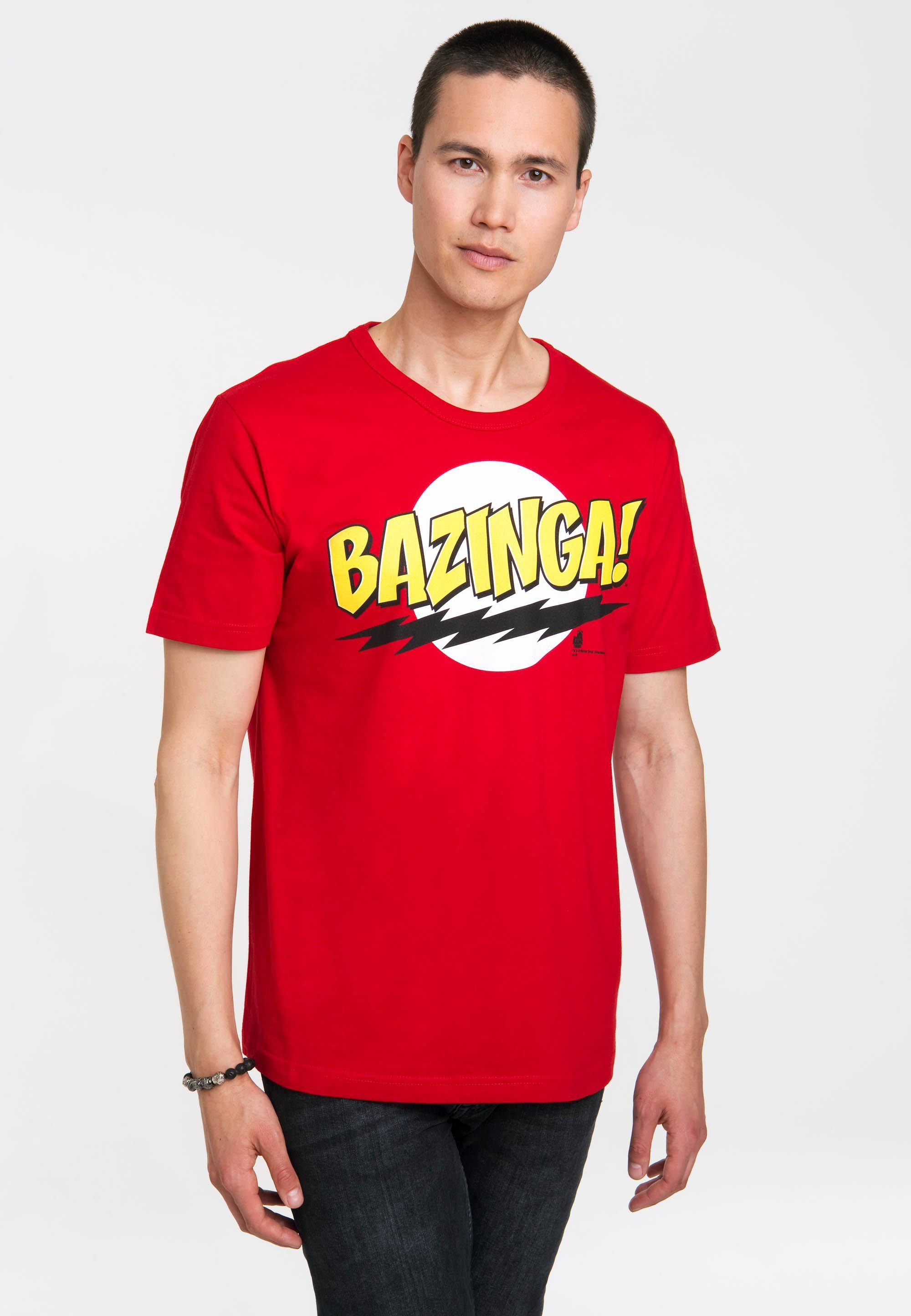 LOGOSHIRT T-Shirt Bazinga - The Big Bang Theory mit coolem Frontdruck