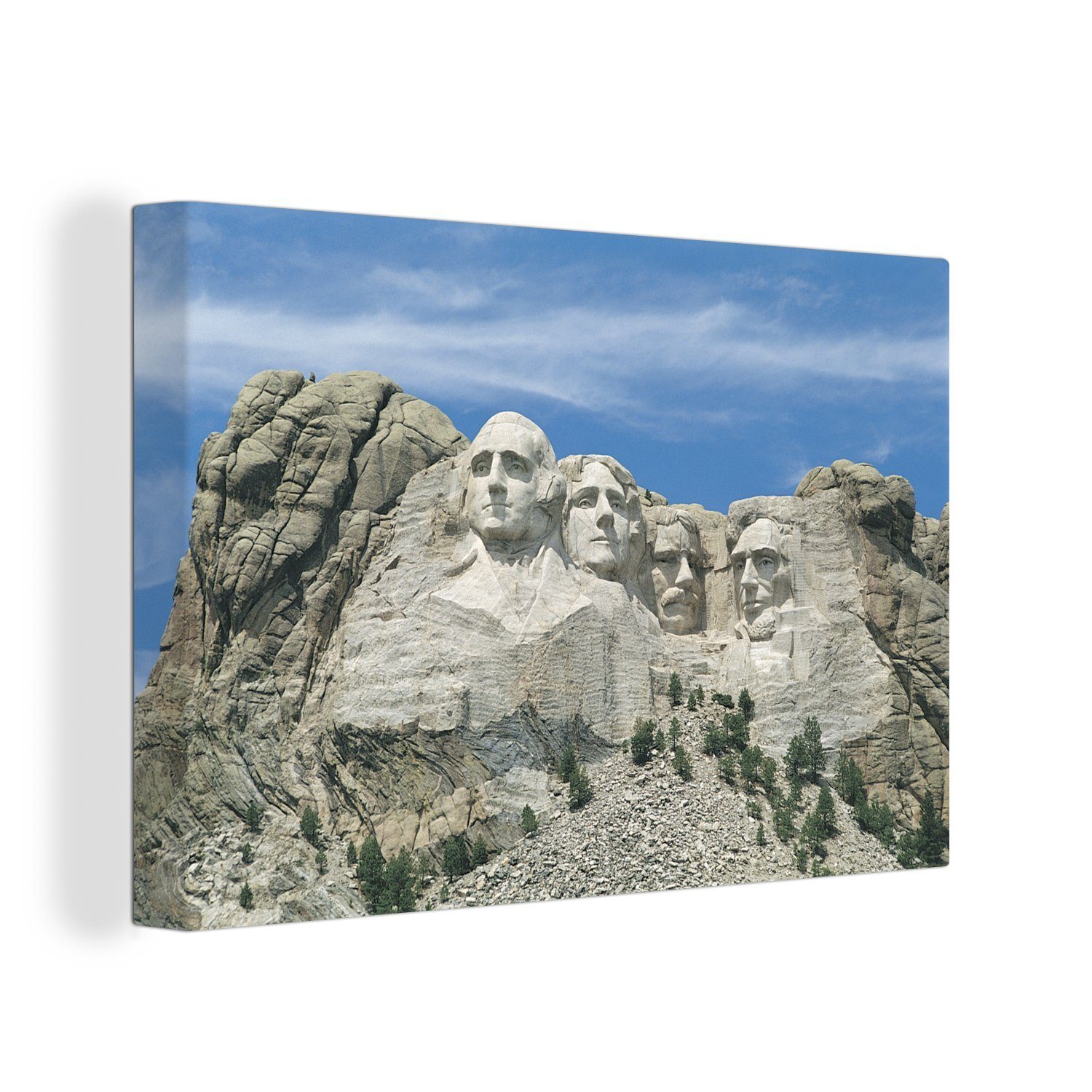 OneMillionCanvasses® Leinwandbild Mount Rushmore in den Vereinigten Staaten mit weißem Schein, (1 St), Wandbild Leinwandbilder, Aufhängefertig, Wanddeko, 30x20 cm