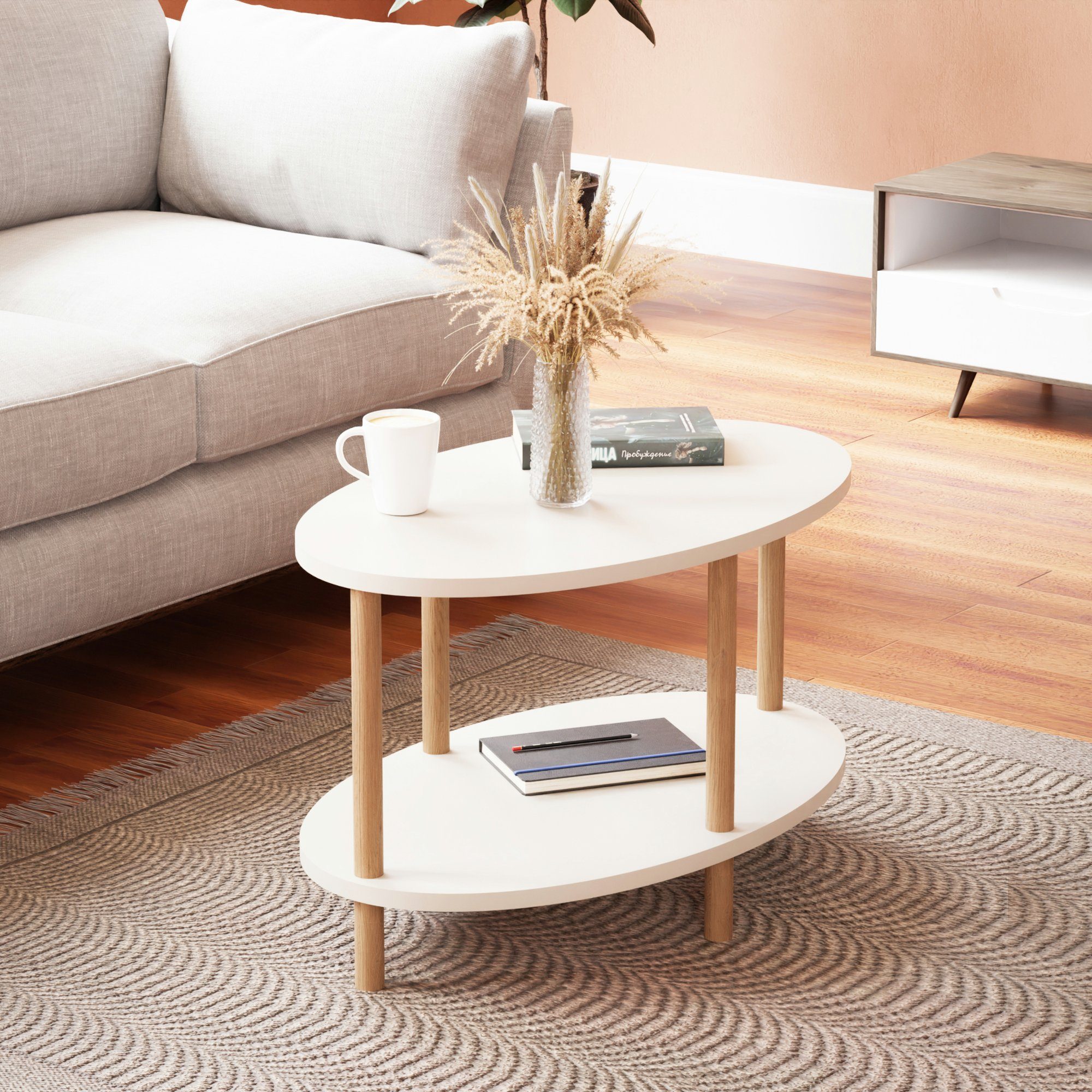 en.casa Couchtisch, »Højreby« oval Beine aus günstig online kaufen