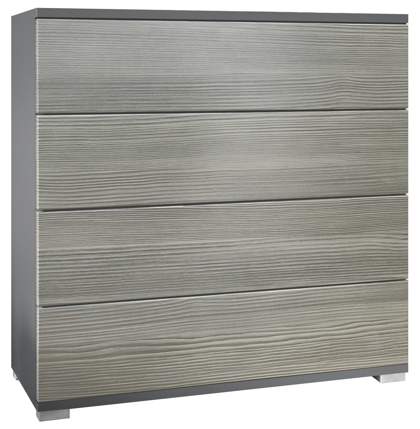 Vladon Kommode Pavos V3 (Sideboard, mit 4 Schubladen), Anthrazit matt/Avola-Anthrazit (76 x 76 x 35 cm)