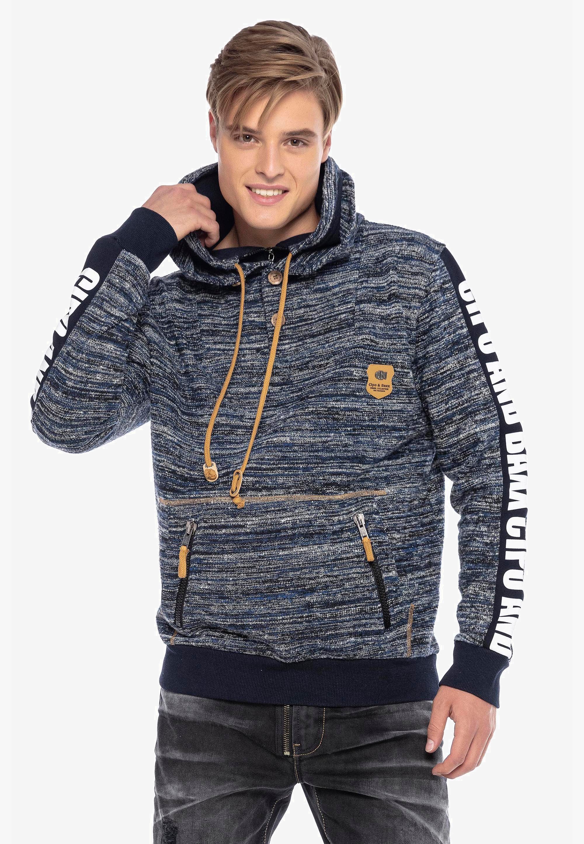 Cipo & Baxx Felpa Con Cappuccio Uomo Maniche Lunghe – Teschio Stampato Effetto Marmo, Nero XL - 2