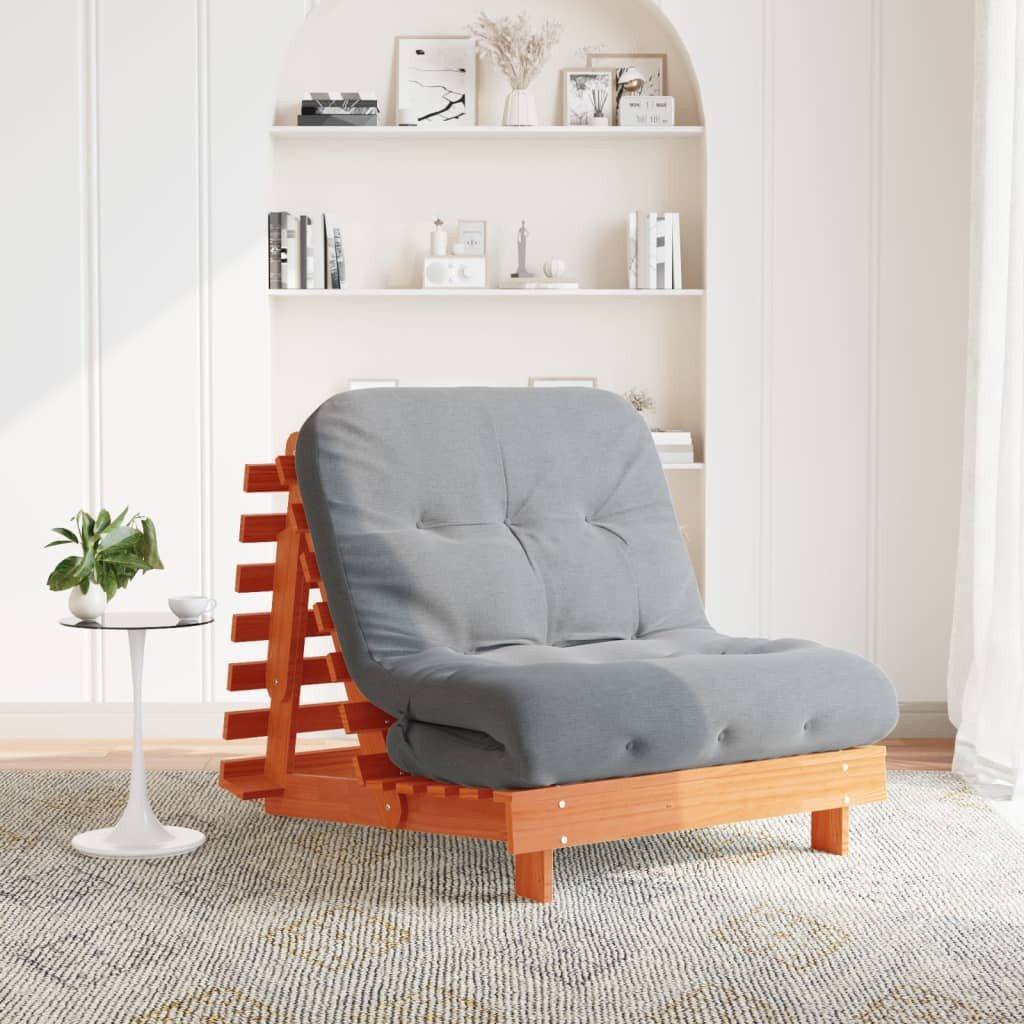 vidaXL Schlafsofa vidaXL Futon Schlafsofa mit Matratze Braun 90x206x11 Massivholz Kiefer