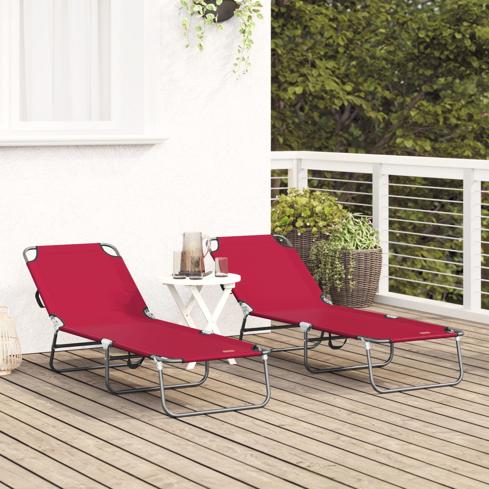 vidaXL Gartenliege Klappliegen 2 Stk. Tragbar günstig online kaufen