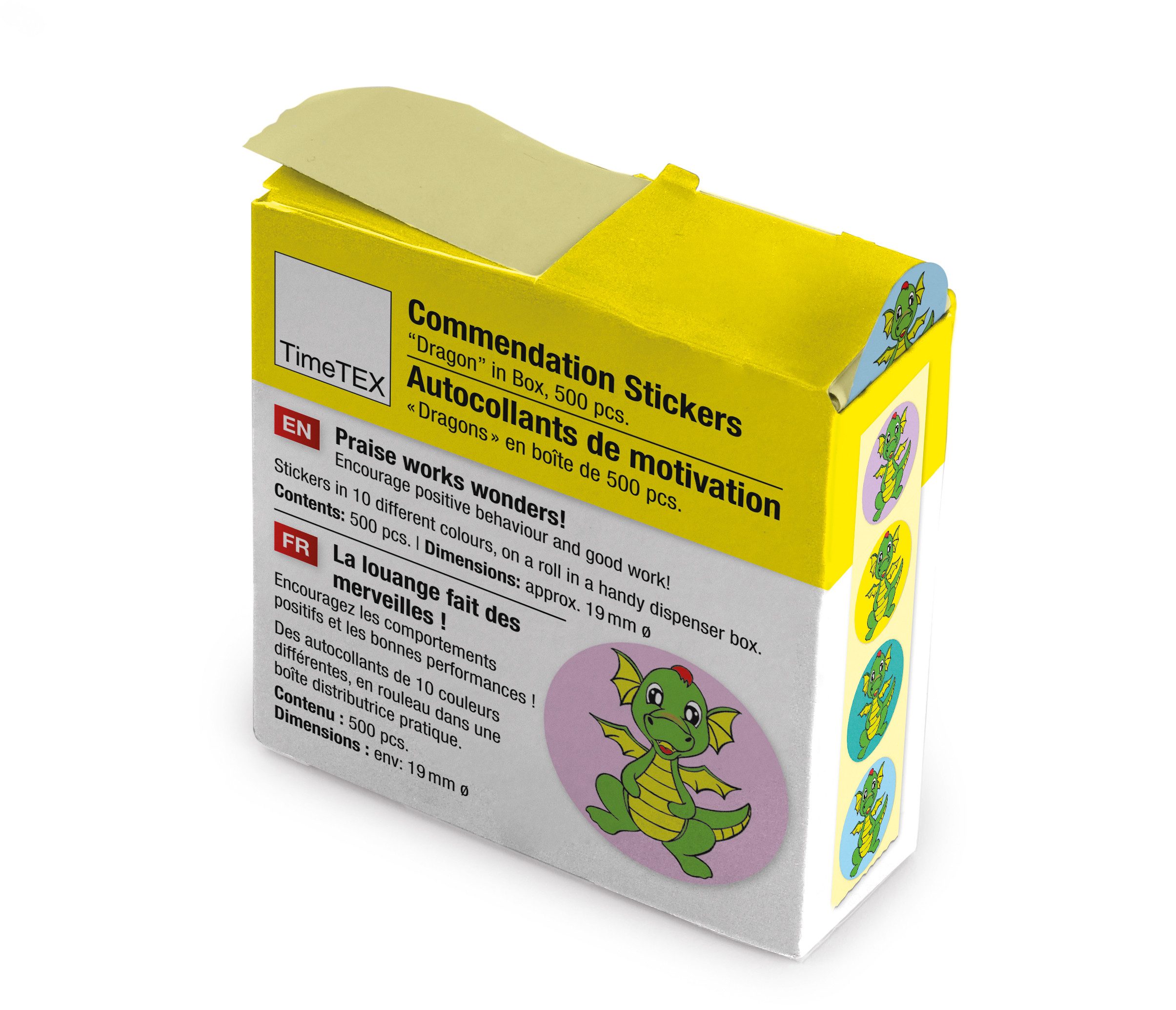 TimeTEX Sticker Belobigungs-Aufkleber "Drache", 560 Stück, 19 mm ø