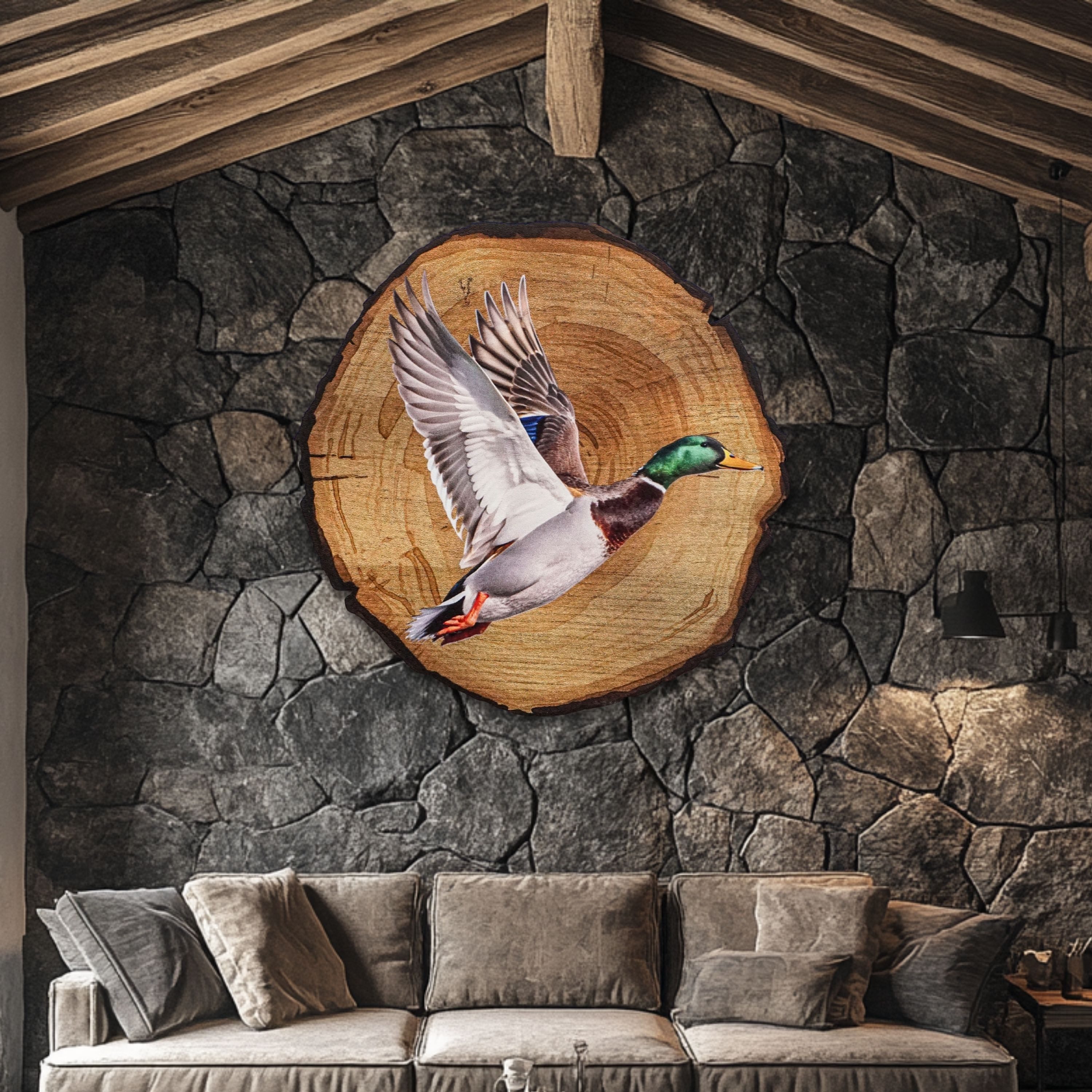 DARO Design Leinwandbild Modern Abstrakt Wandbilder XXL Wandbild Wand Deko Leinwand Bilder, (Ente - Bild groß Wohnzimmer Schlafzimmer Küche Esszimmer Einteilig Rund Fotodruck Leinwände Wanddeko Abstrakte Kunst Boho), Ø20cm