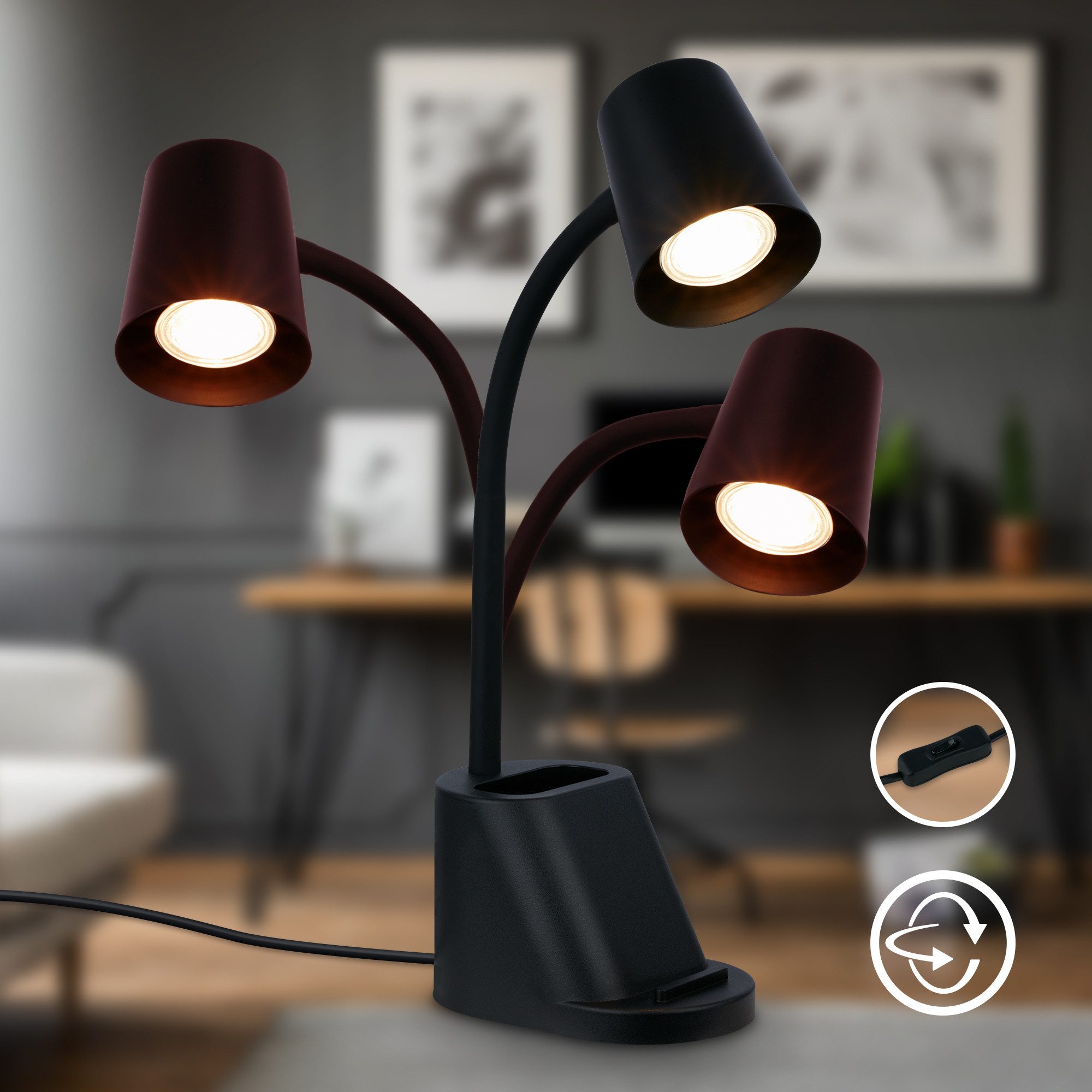 Briloner Leuchten Tischleuchte Tischlampe Leselampe Schreibtisch Home Office, ohne Leuchtmittel, 2700K - Extra - Warmweiß, Tischlampe 21 x 10 x 35,5 cm Weiß max. 9W Leselampe Büro Kinderzimmer