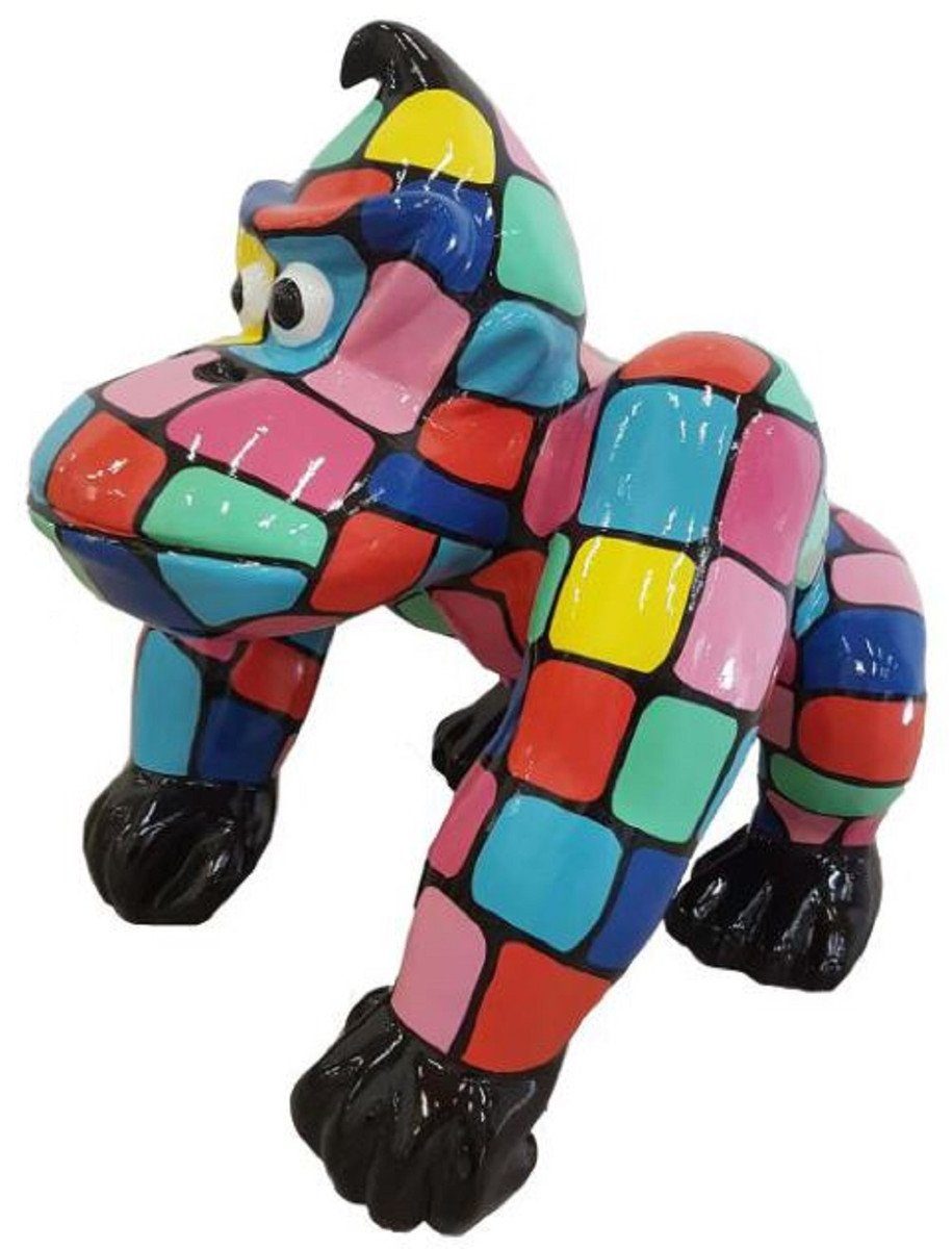 Skulptur Designer Dekofigur Gorilla Affe Mehrfarbig H. 70 cm - Wetterbeständige Deko Skulptur - Wohnzimmer Garten Terrassen Deko