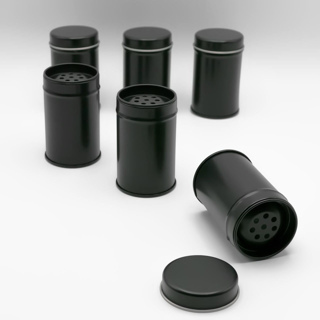 DOSENRITTER Gewürzstreuer NEKA, (12er-Set), Aromadicht, Schwarz Matt