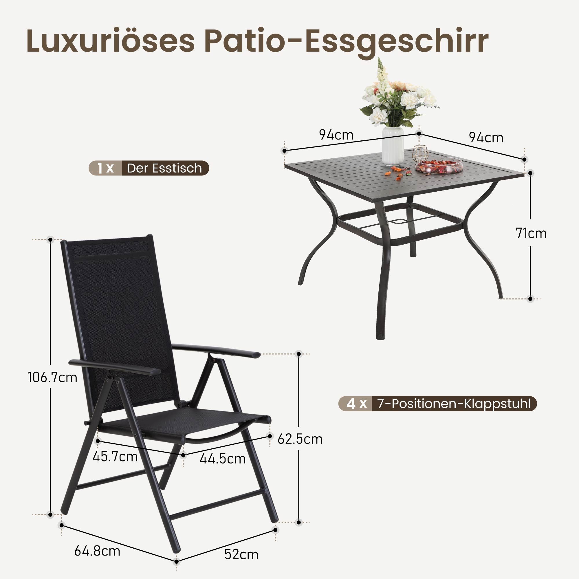 PHI VILLA Garten-Essgruppe, (Outdoor Terrassenmöbel Set günstig online kaufen