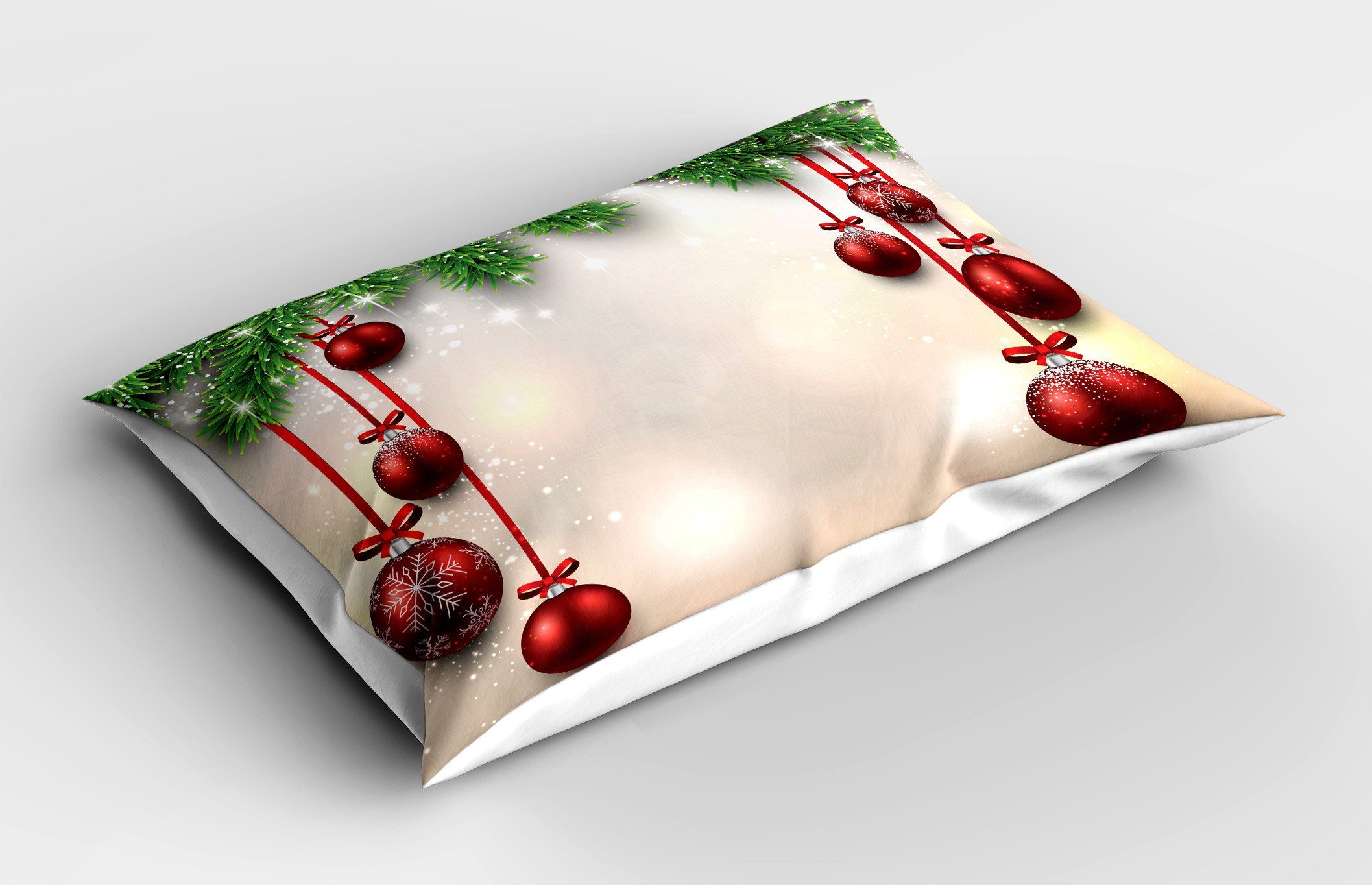 (1 Gedruckter Size Standard Weihnachten Kissenbezüge Stück), Red Dekorativer Ball Kissenbezug, Abakuhaus King Ribbons