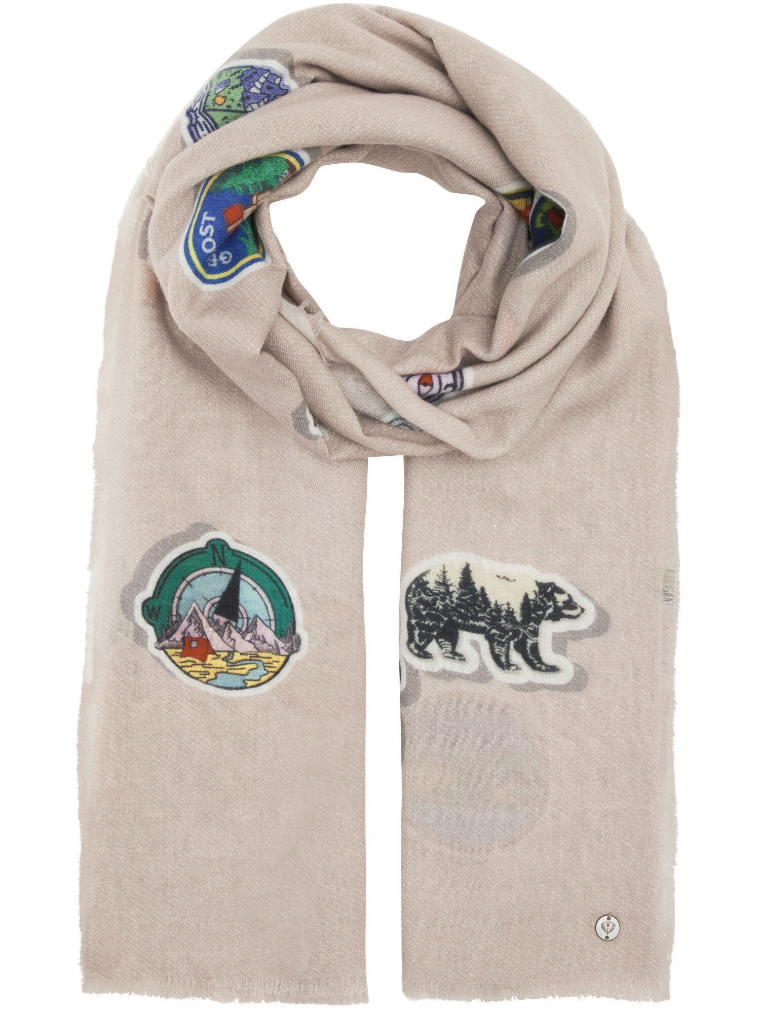 Fraas XXL-Schal Stola mit Retro-Patch-Print, (1)