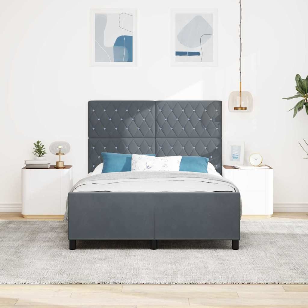 vidaXL Boxspringbett, Boxspringbett mit Kopfteil Dunkelgrau 160 x 200 cm Samt