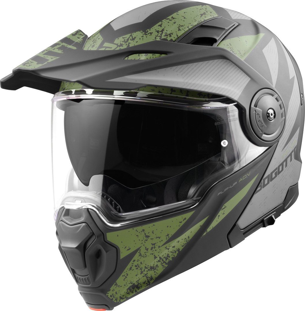Bogotto Motorradhelm FG-102 Safari Fiberglas Enduro Klapphelm, integriertes Sonnenvisier