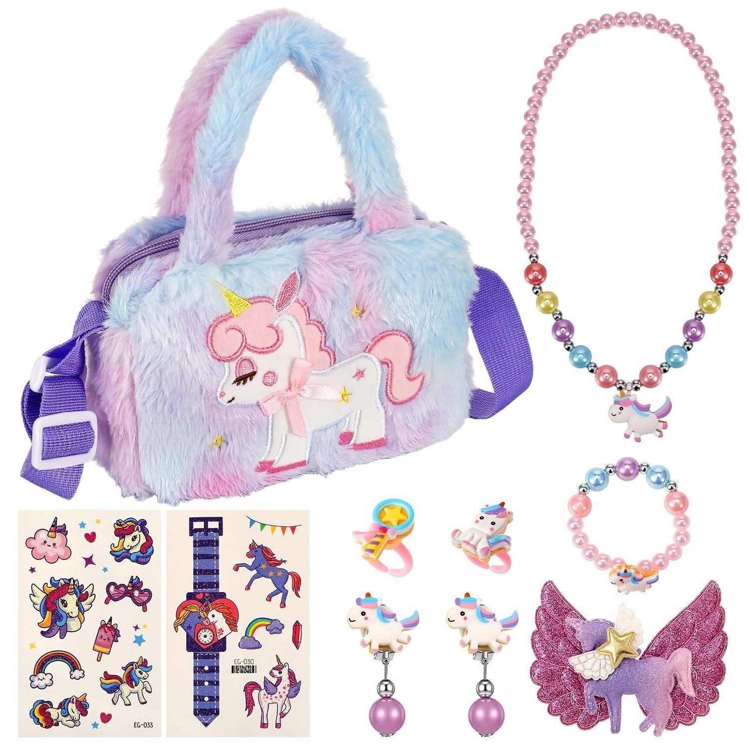 LuxusKollektion Schmuckset Einhorn Schmuckset Tasche lila 3-7 J.