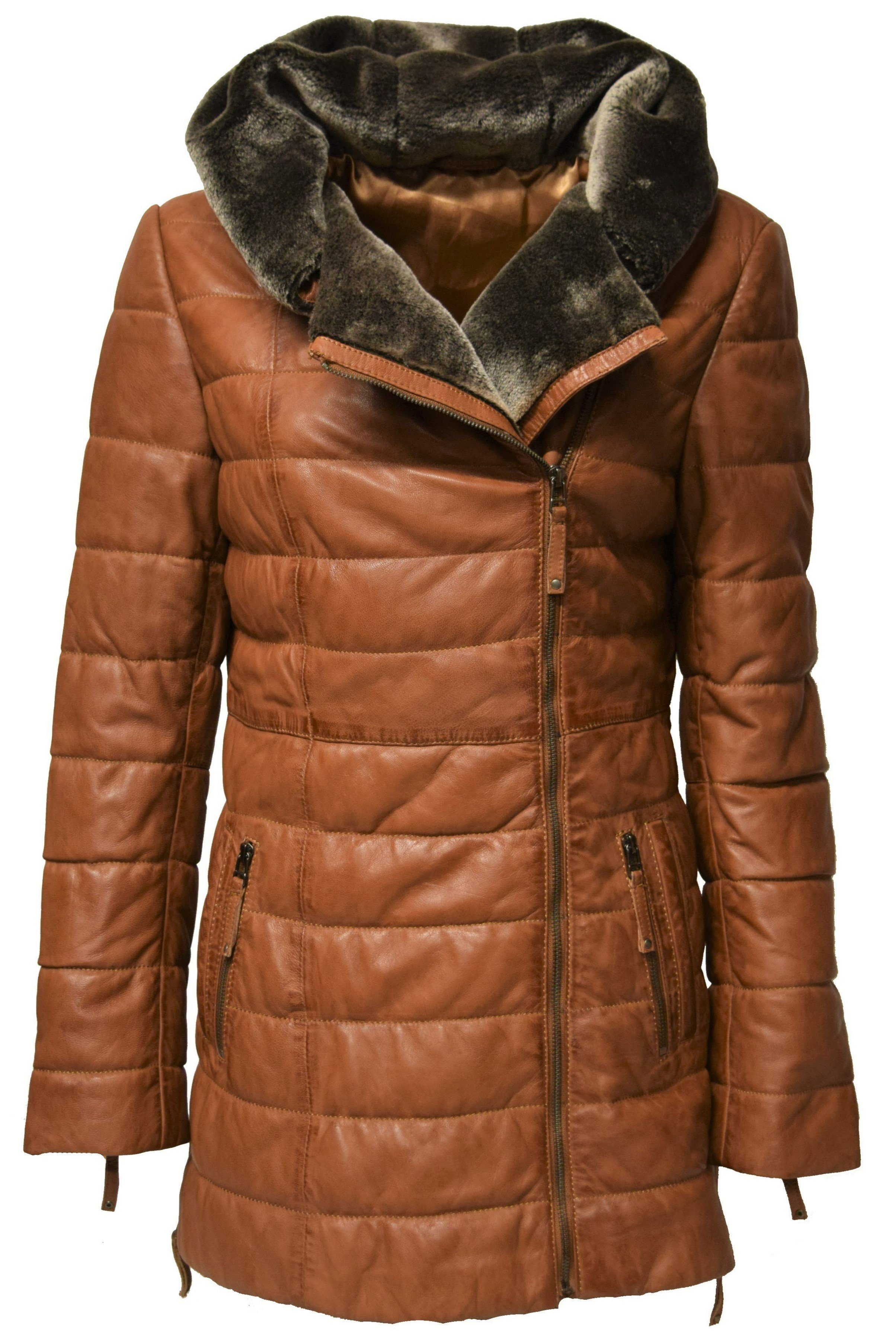 Zimmert Leather Ledermantel Cindy weiches, gestepptes Leder mit Kapuze günstig online kaufen