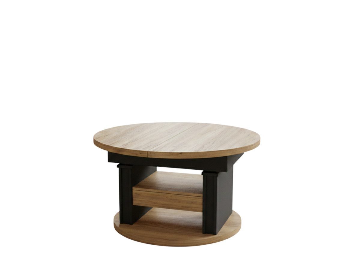designimpex Couchtisch DA-999 rund ausziehbar höhenverstellbar mit Schublade Wohnzimmer Tisch, Funktionstisch, Wohnzimmertisch, Tisch, Esstisch, Sofatisch