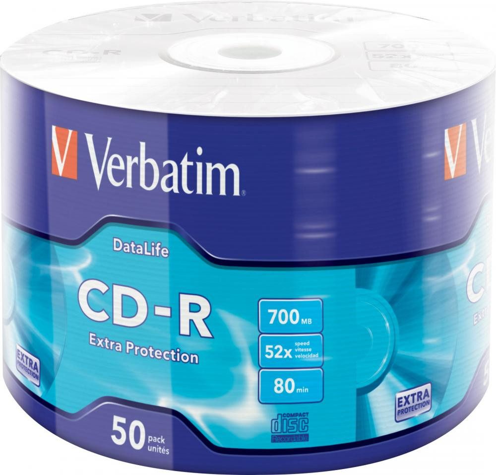 Verbatim CD-Rohling 50 Rohlinge CD-R 80Min 700MB 52x Shrink
