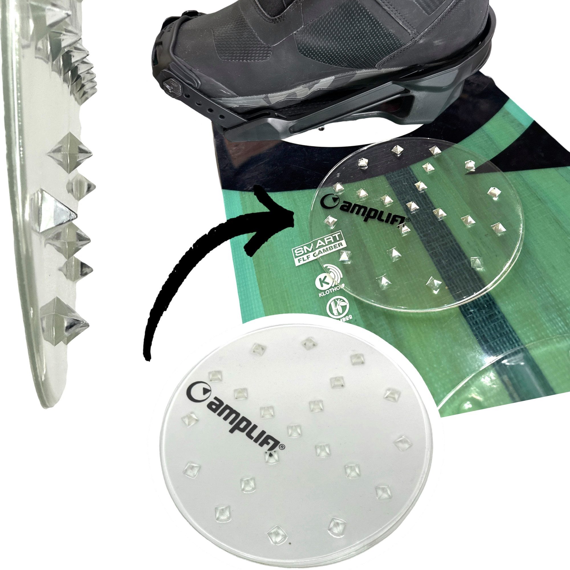Amplifi Ski- und Snowboardträger Amplifi Grip Mat Snowboard Lift Hilfe Anti-Rutsch Stomp Padtransparent
