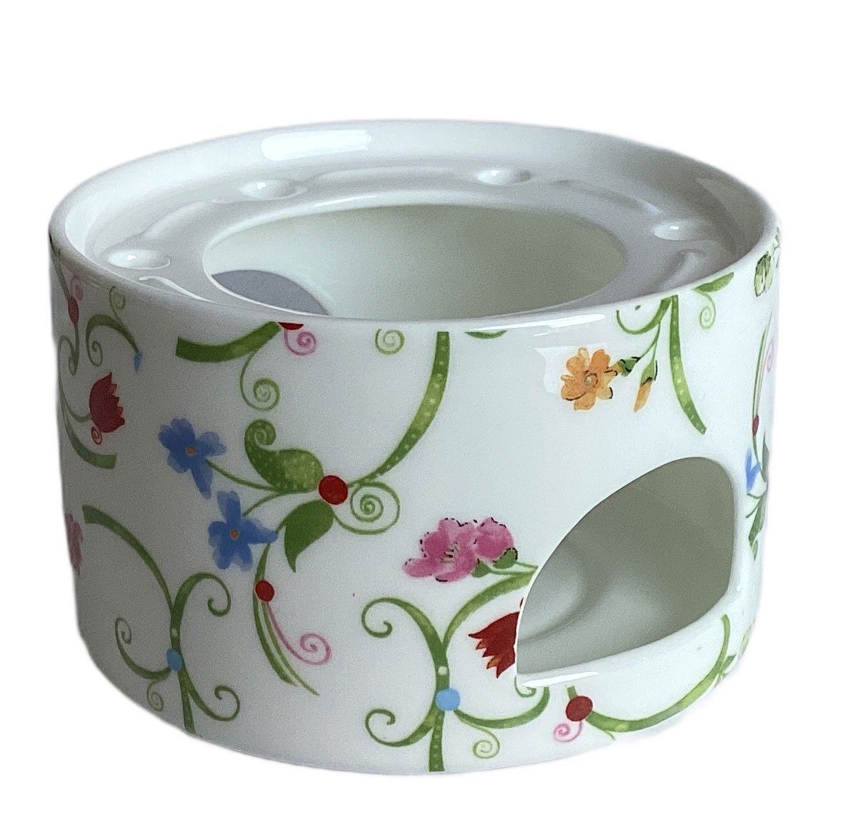 Dekomiro Teeservice TeaLogic Fleurtte 6 teil. Teeservice Teekanne mit Stövchen 2 Tasse (6-tlg), Porzellan