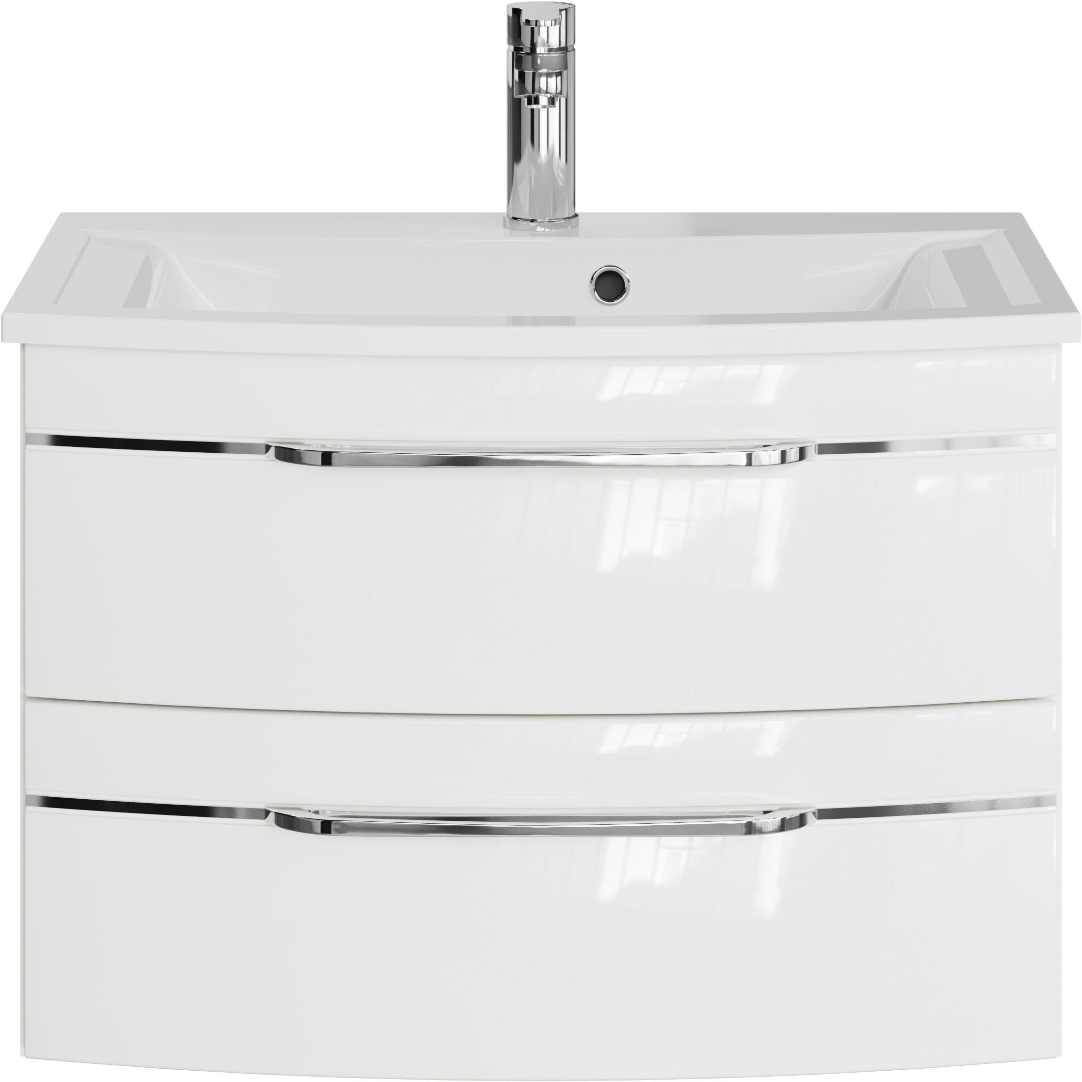 Saphir Waschtisch Serie 7045 Mineralmarmor-Waschtisch und Unterschrank, 71,5 cm breit, Waschplatz mit 2 Schubladen, Badmöbel Set mit Waschtisch – Bild 2 von 5