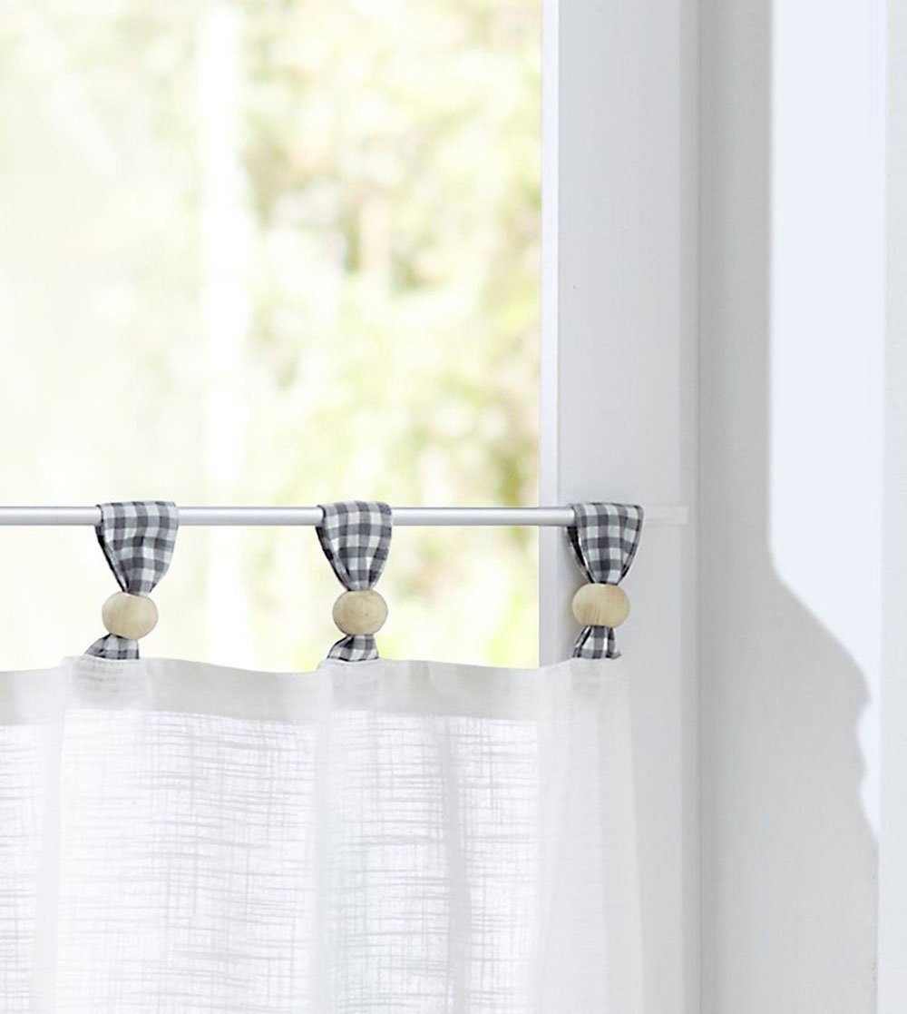 Kutti Scheibengardine Cottage Panneau (1 St), Schlaufen, halbtransparent, Kurzgardine Karo, Baumwolle, Schlaufen