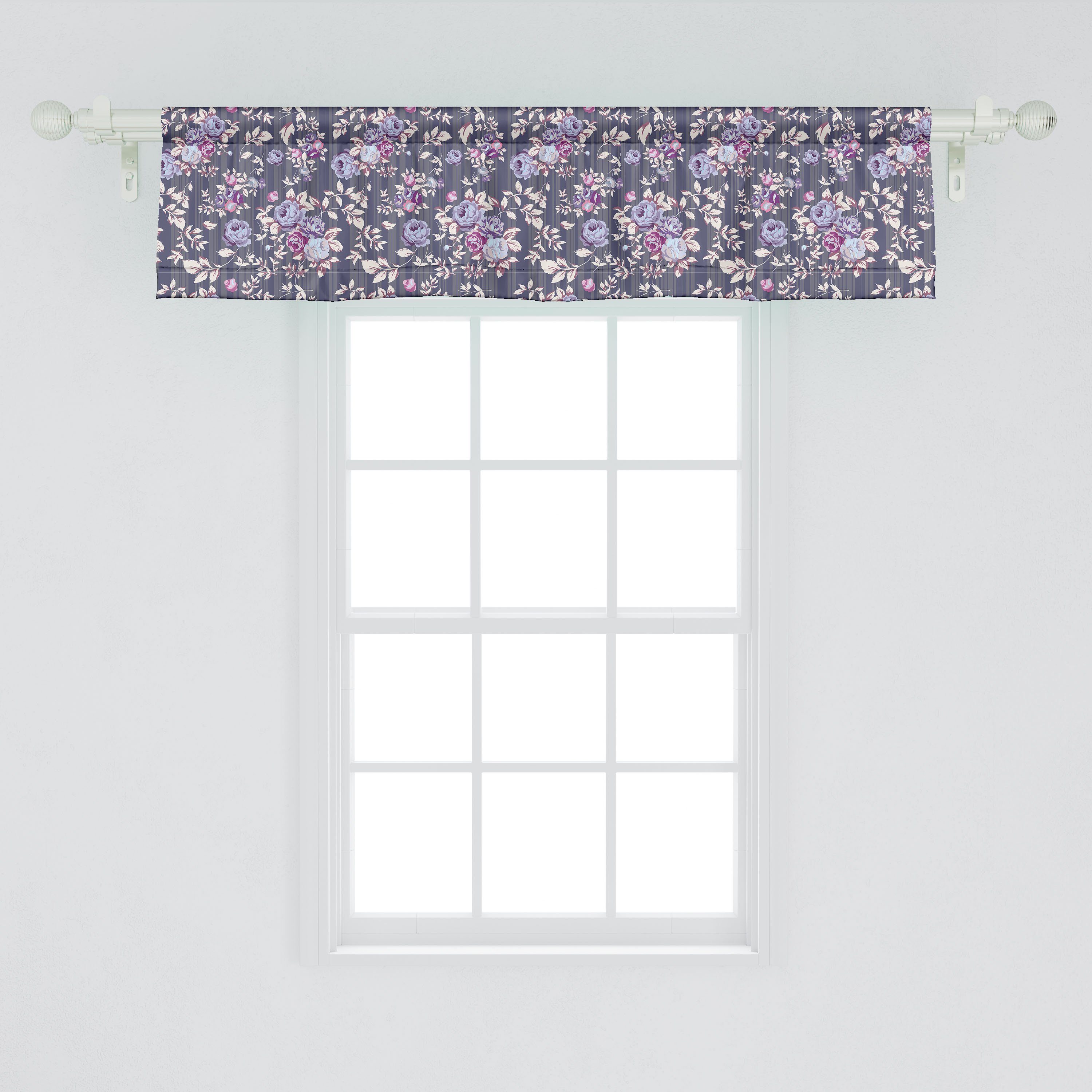 Scheibengardine Vorhang Volant Rosen Schlafzimmer Abakuhaus, Dekor Küche Microfaser, Blumen blühenden mit Stangentasche, Muster für der