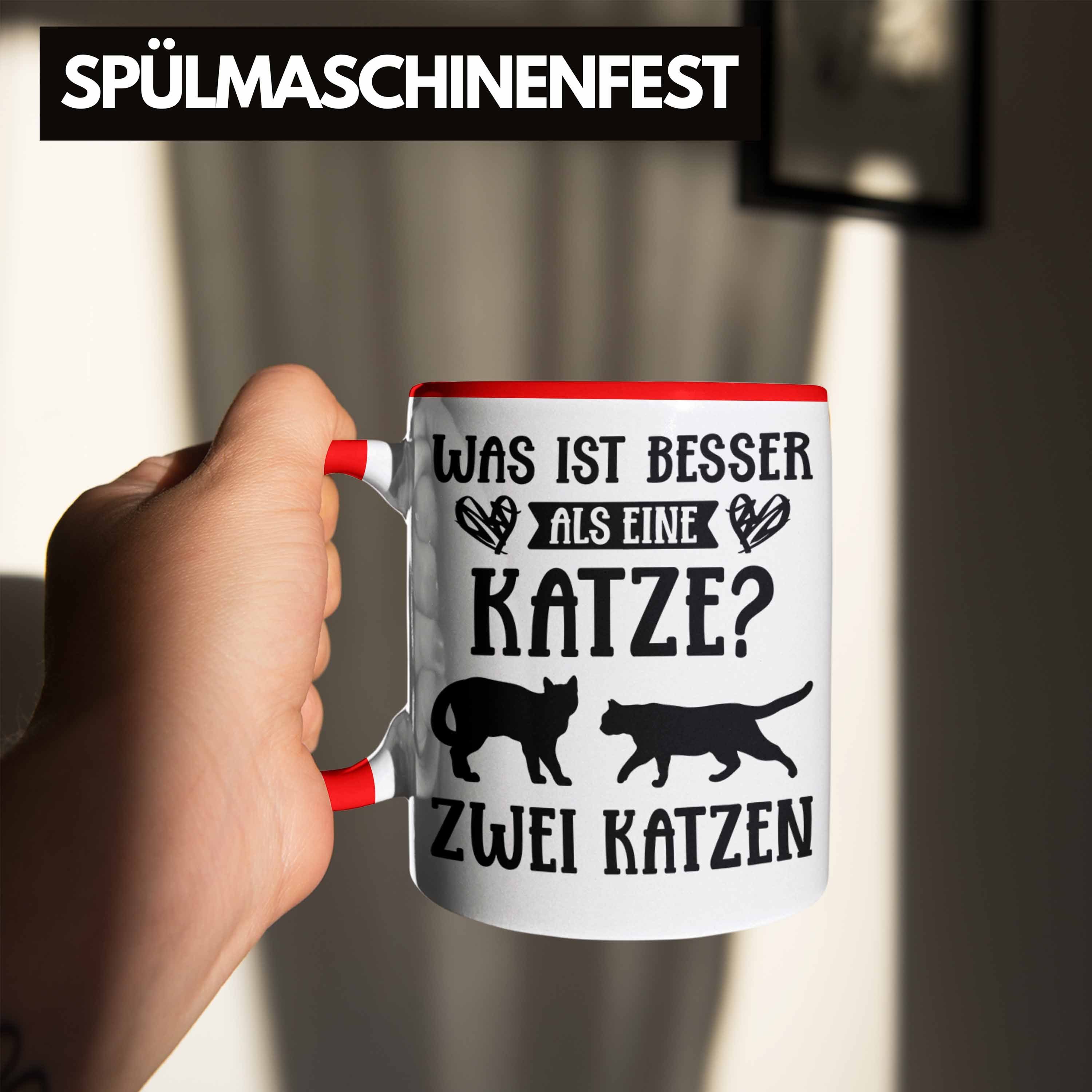 Trendation Tasse Trendation Tasse Kaffeebecher Katze Lustig Geschenk Spruch Grafik - Katzenliebhaber Cat Kaffeetasse Geschenke Katzen Rot