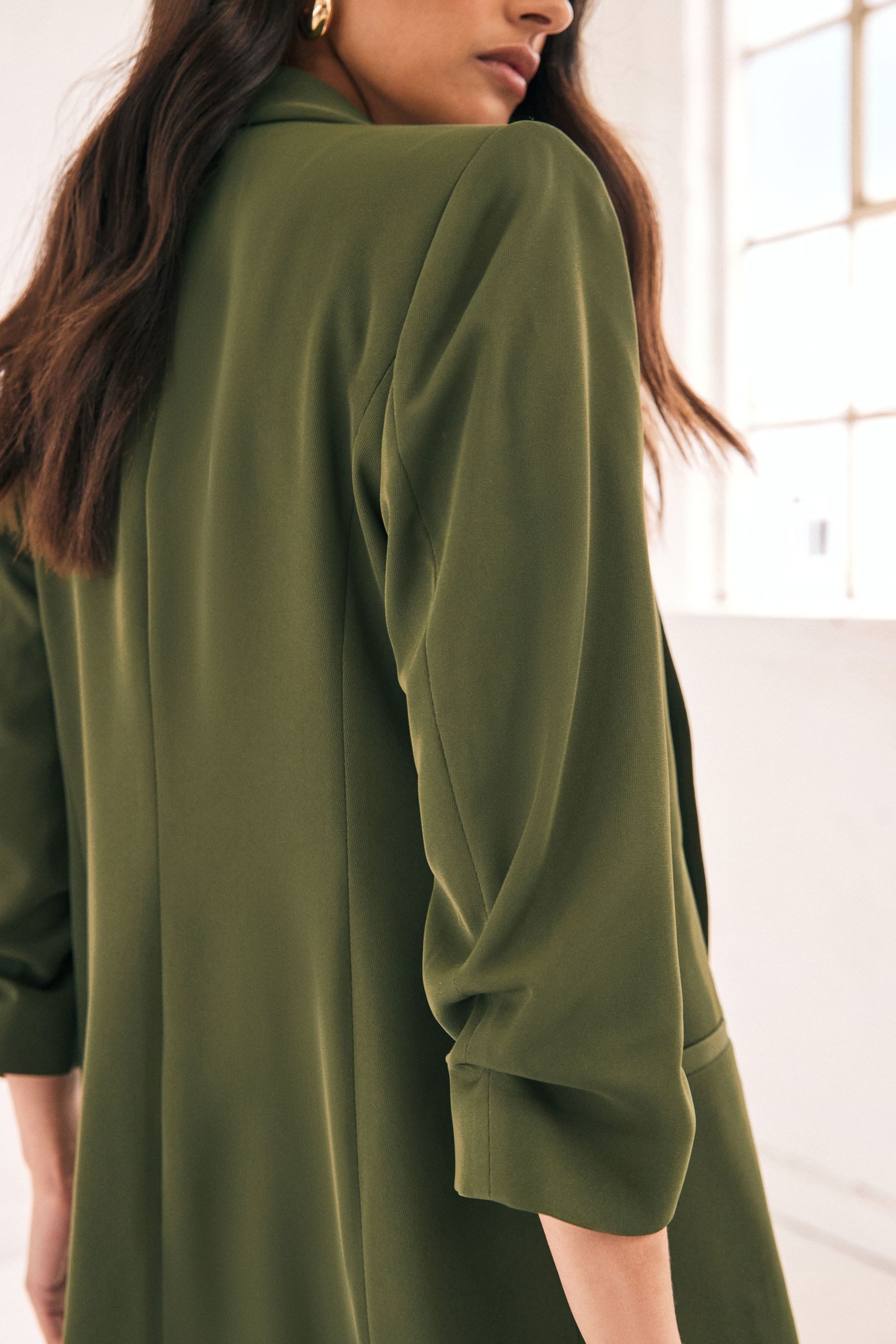 Next Jackenblazer Relaxed Fit Blazer mit Raffärmeln und Vichykaros (1-tlg) günstig online kaufen