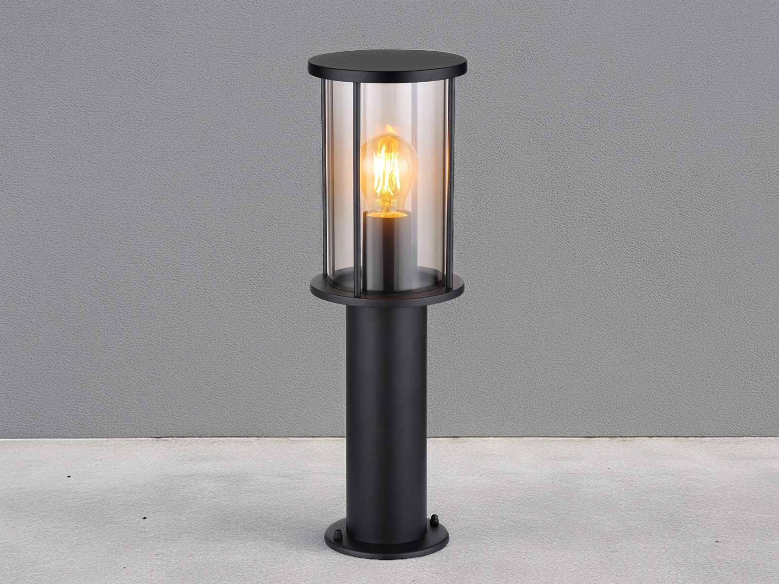 GLOBO LIGHTING LED Sockelleuchte, LED wechselbar, warmweiß, Wegbeleuchtung Garten-laterne aus Edelstahl & Rauchglas, Höhe 45cm