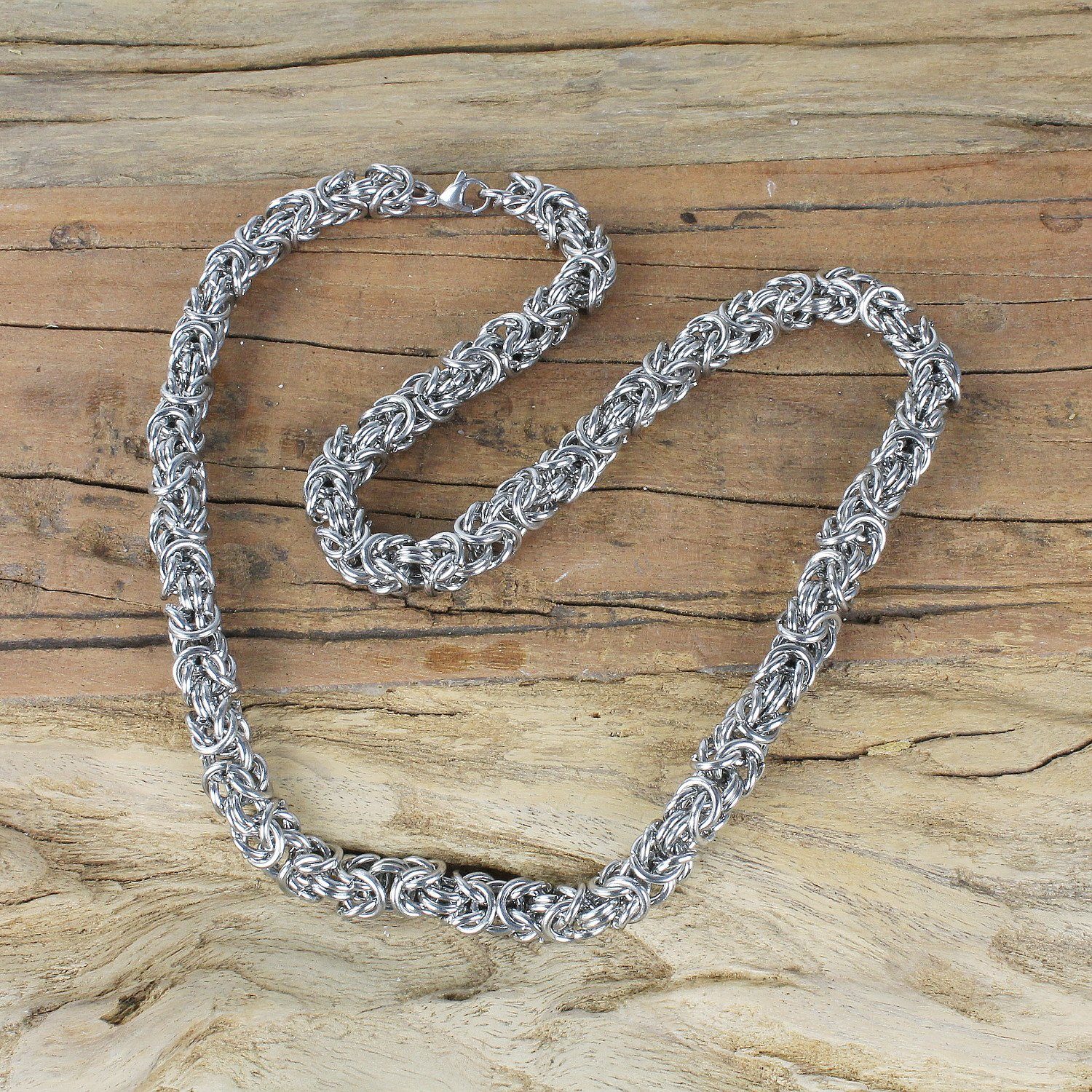 KARMA Statementkette Herrenkette Königskette Edelstahl silber 55 cm Silberkette (Geschenk für Ihn, Herrenschmuck Männerschmuck), Halskette Herren massiv