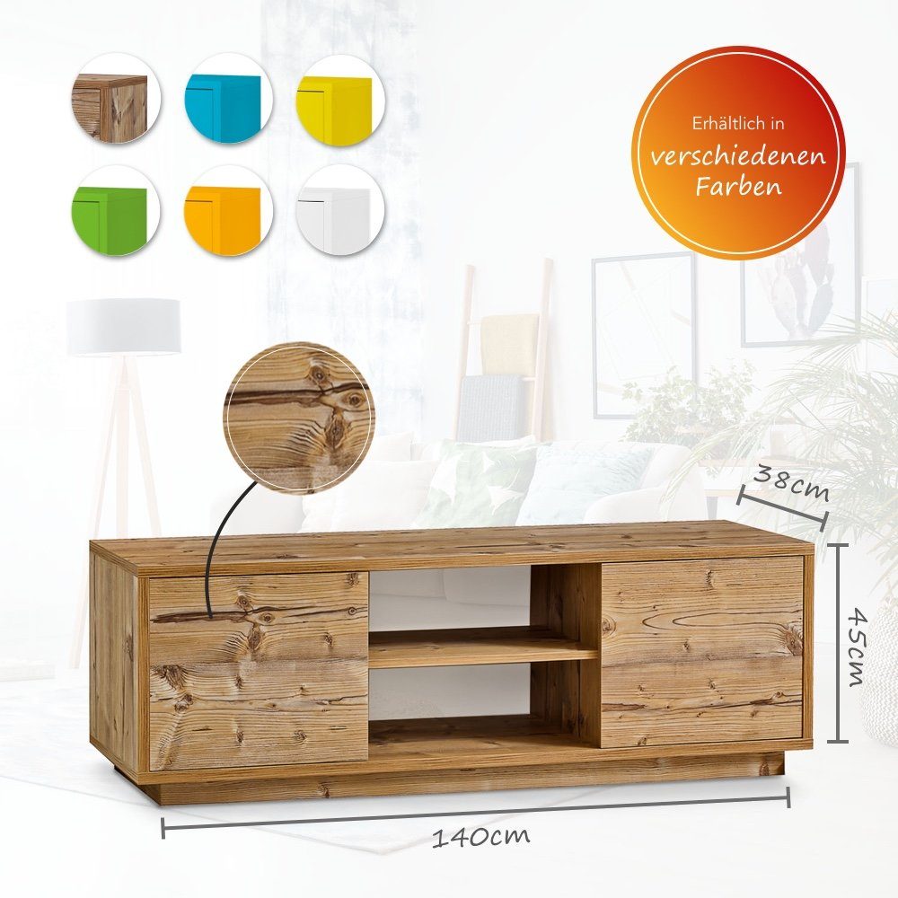 | TV-Board Eyecatcher, Aileenstore Sideboard, Natur TV-Lowboard, Highboard Natur teilig, 3