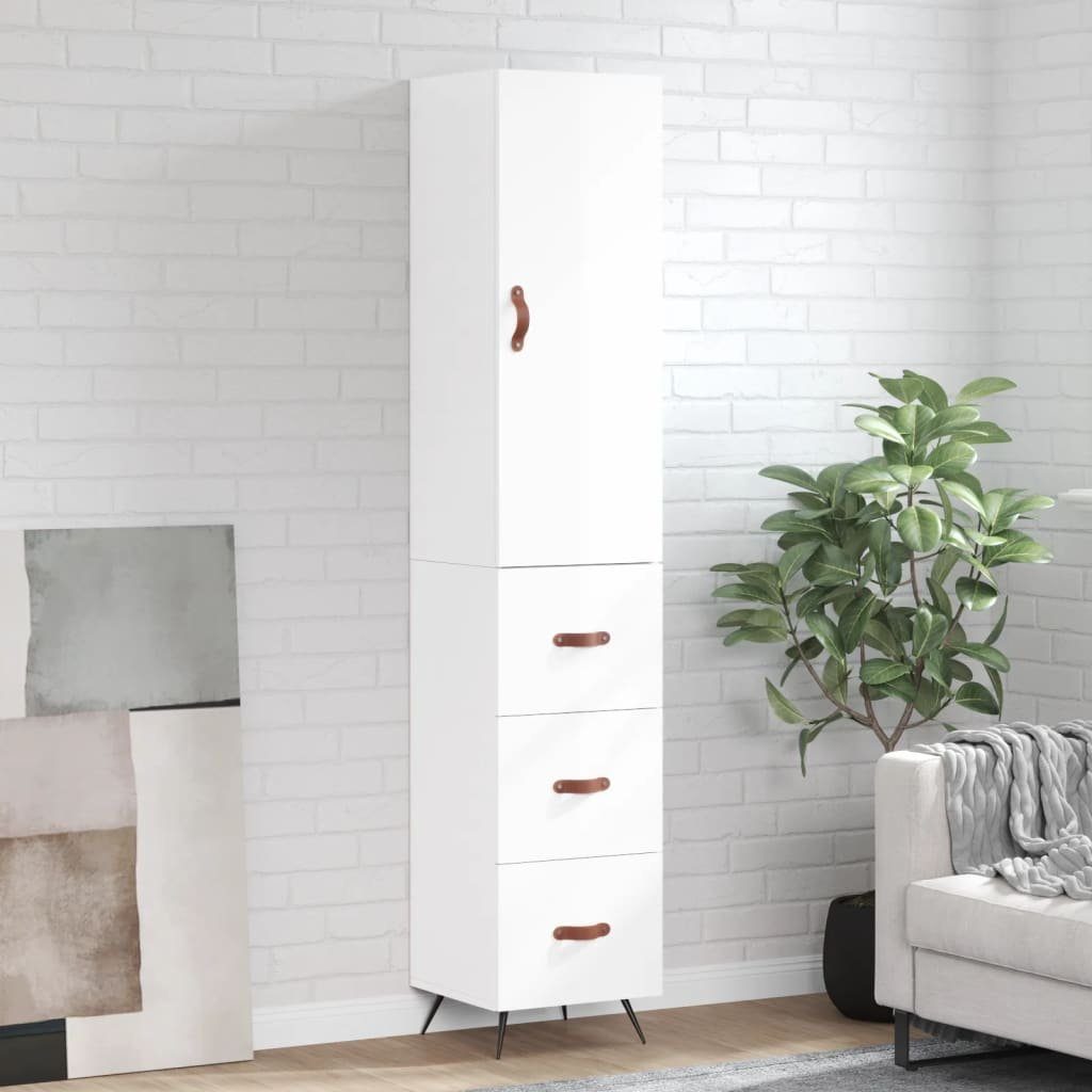 vidaXL Highboard Highboard Hochglanz-Weiß 34,5x34x180 cm Holzwerkstoff (1 St)