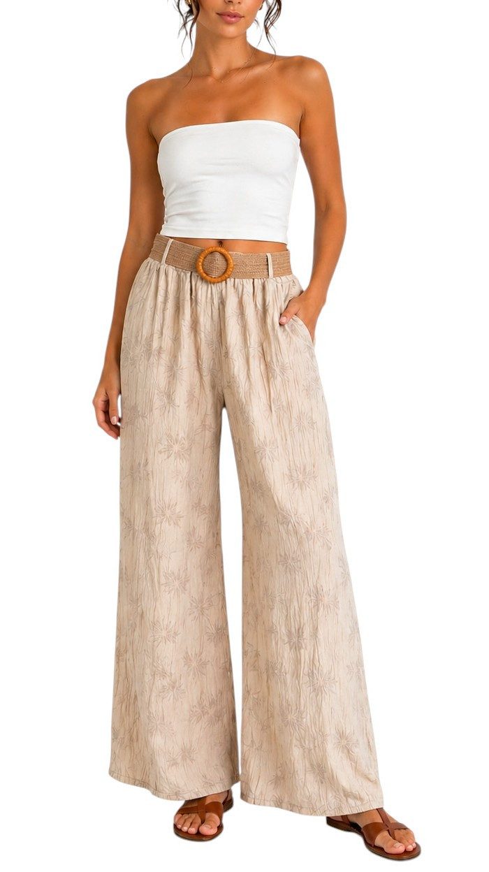Mississhop Palazzohose Damen Palazzo Hose mit weitem Bein und elastischem Bund mit Gürtel S/M