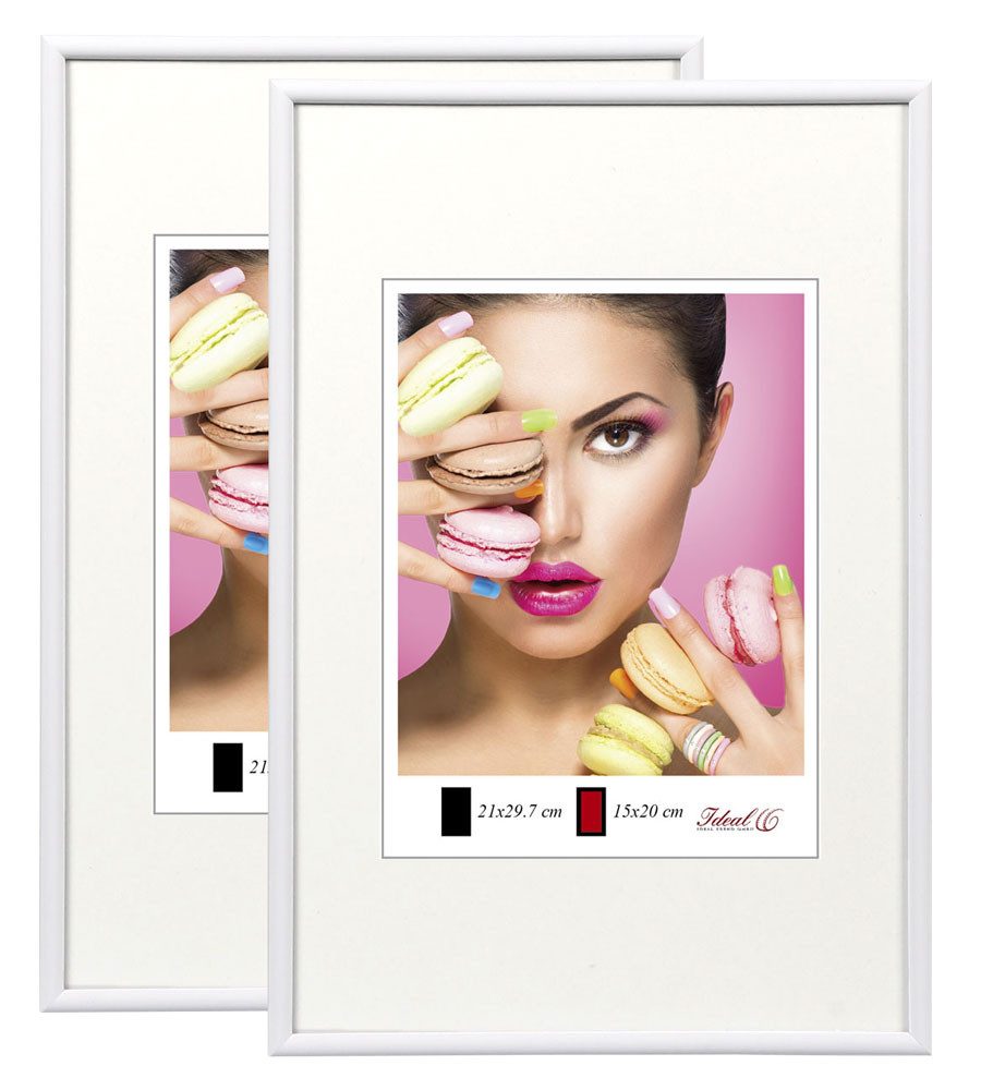 IDEAL TREND Bilderrahmen 2er 3er 5er Pack Photo Style Set Bilderrahmen Wanddeko Collage Poster, für 2 Bilder (2 St), Hochwertiger Kunststoffrahmen halbrunde Leiste Echtglas MDF-Rückwand